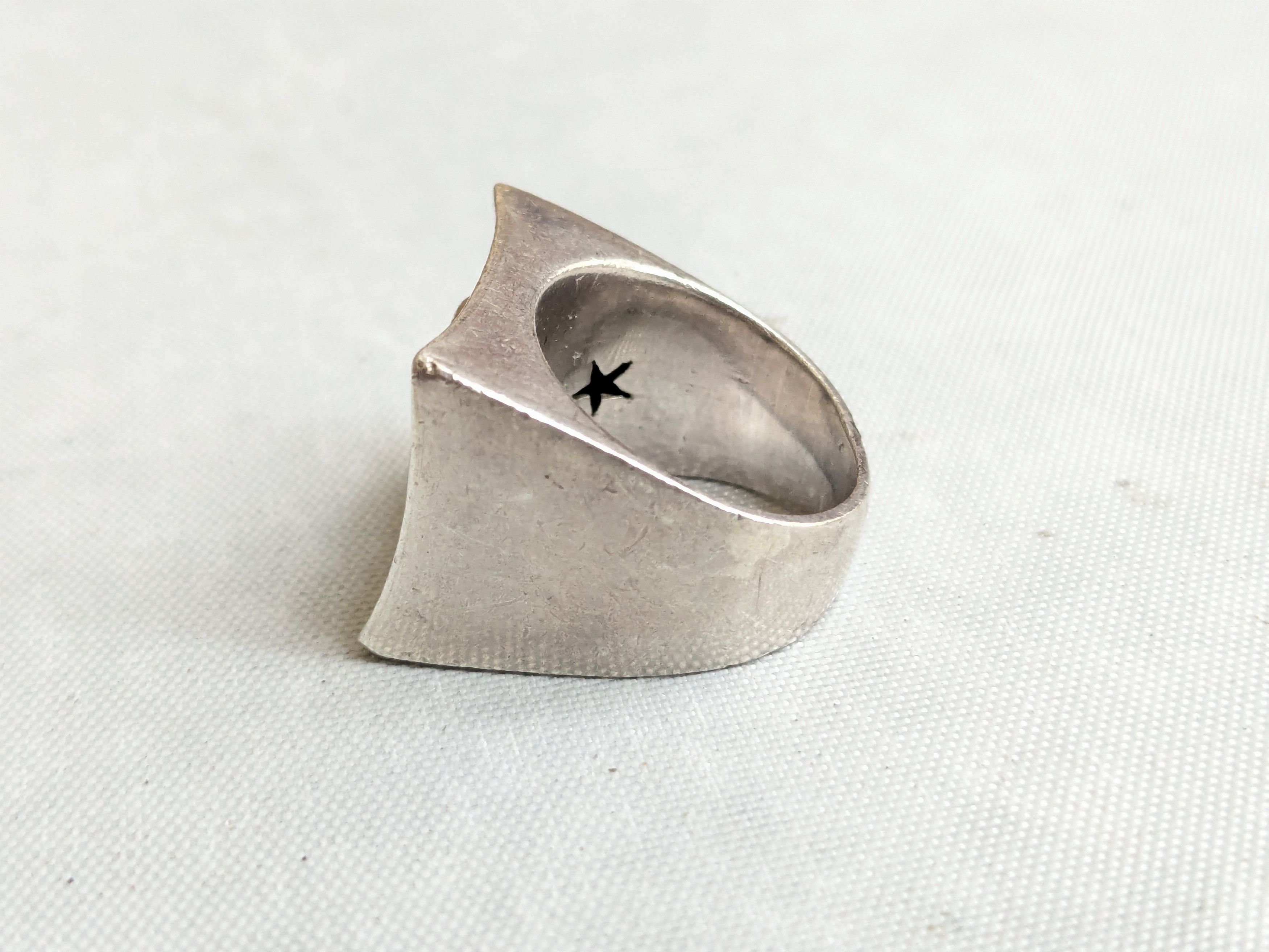 Jewelry Vintage Sterling Silver Ring MOP Square Hollow Cocktail Size ONE SIZE - 4 Thumbnail
