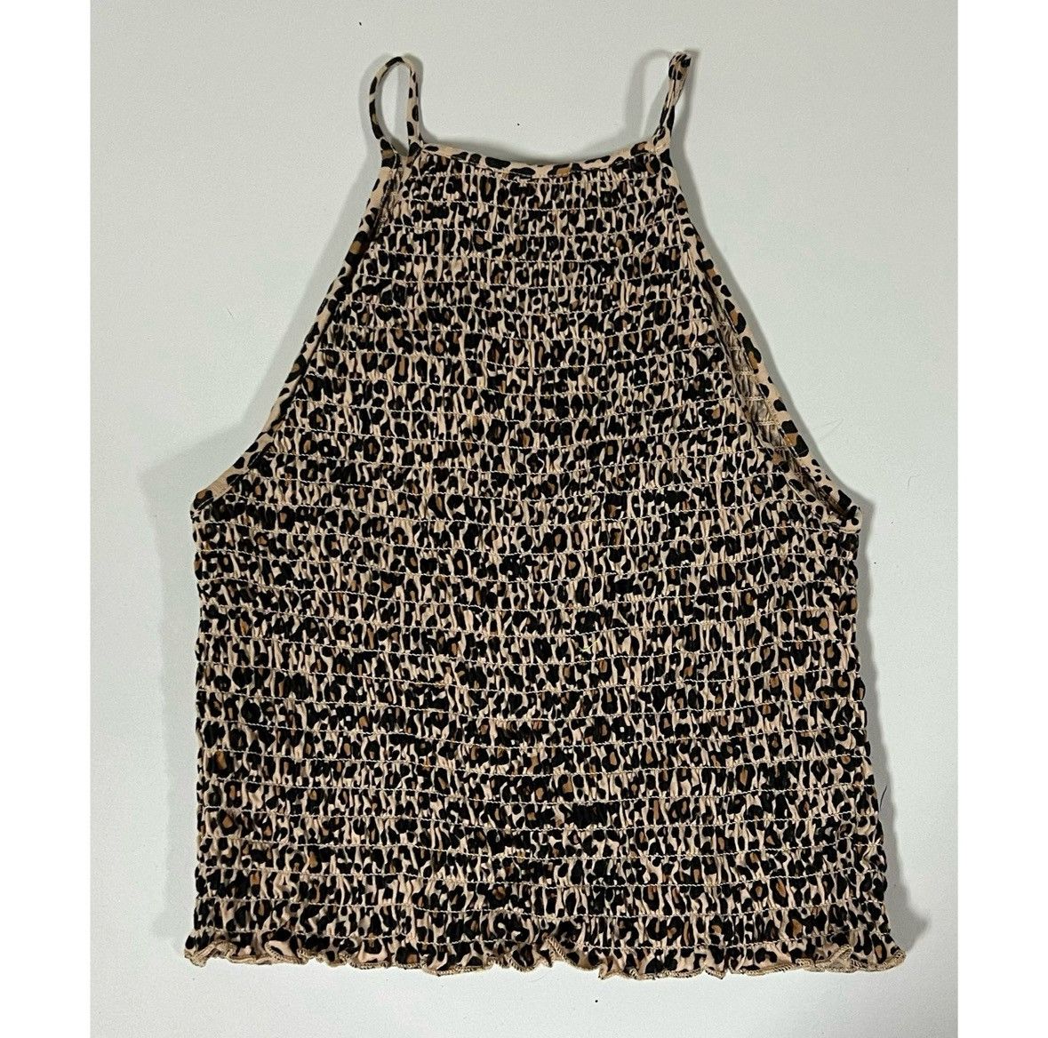 American Eagle Outfitters AE Tan Cheetah Leopard Print Halter Crop Top Shirt Size XS🐆✨ Size XS / US 0-2 / IT 36-38 - 3 Thumbnail