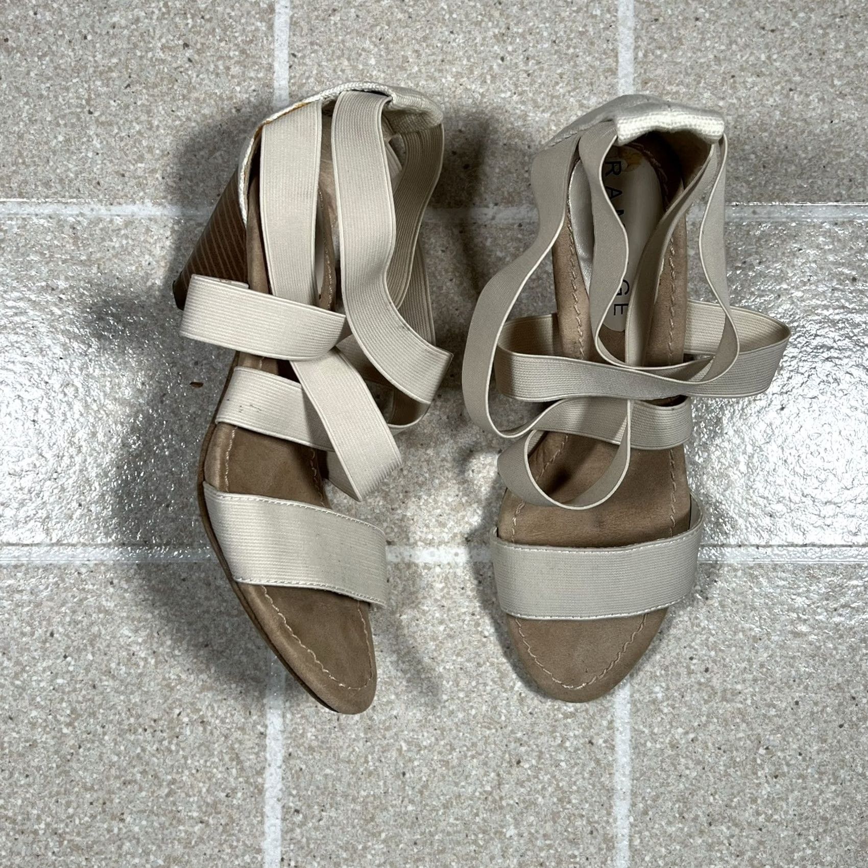 Vintage Rampage Women’s Heel Size 7.5 Beige Strappy Faux Leather Womens Size 30" / US 8 / IT 44 - 2 Thumbnail