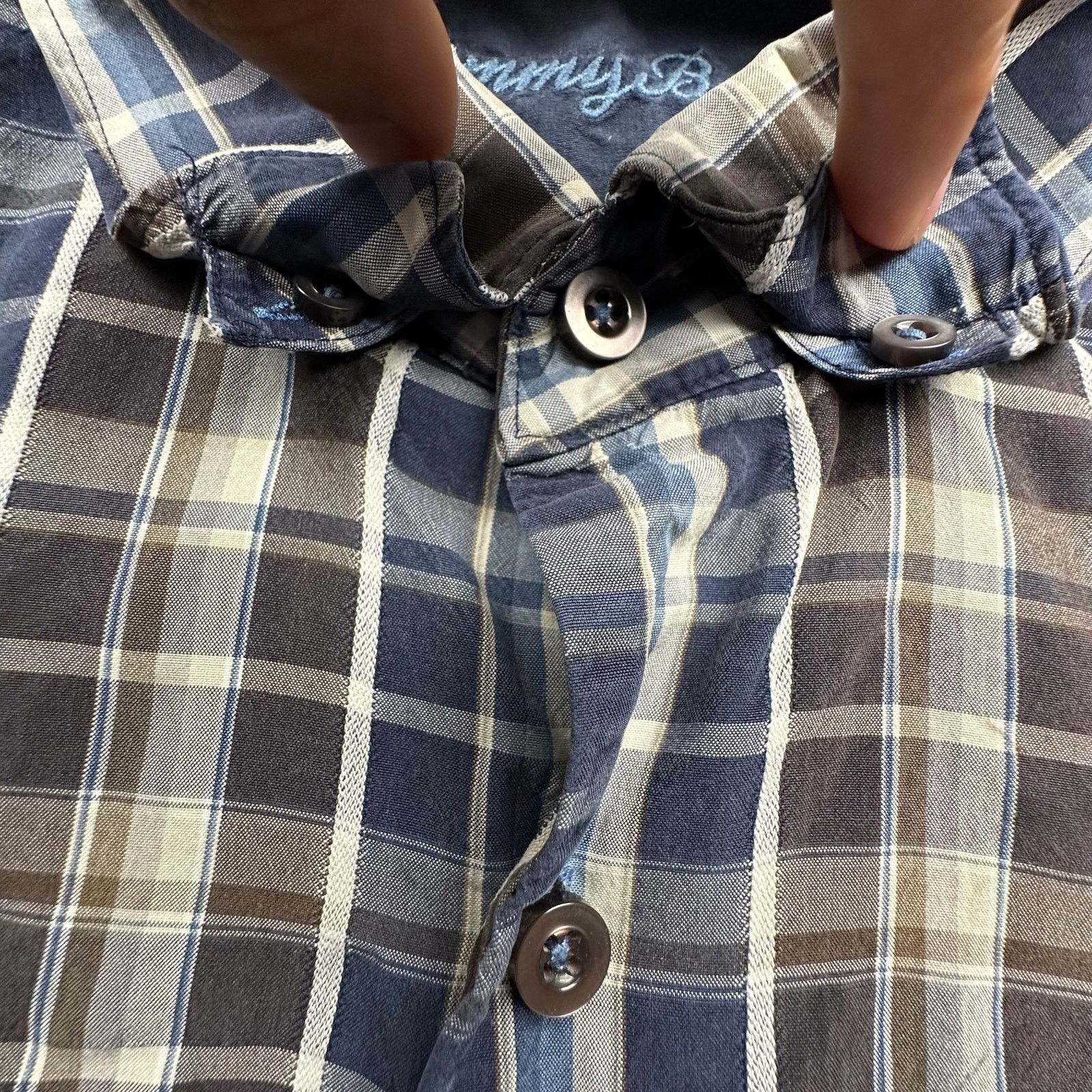 Tommy Bahama Tommy Bahama 100% Silk Button Dress Shirt Mens L Plaid Navy Size US L / EU 52-54 / 3 - 7 Thumbnail