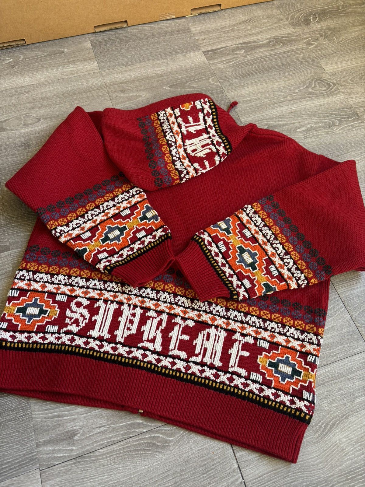 Supreme Supreme Red Beaded Knitted Hoodie Size US XL / EU 56 / 4 - 10 Thumbnail
