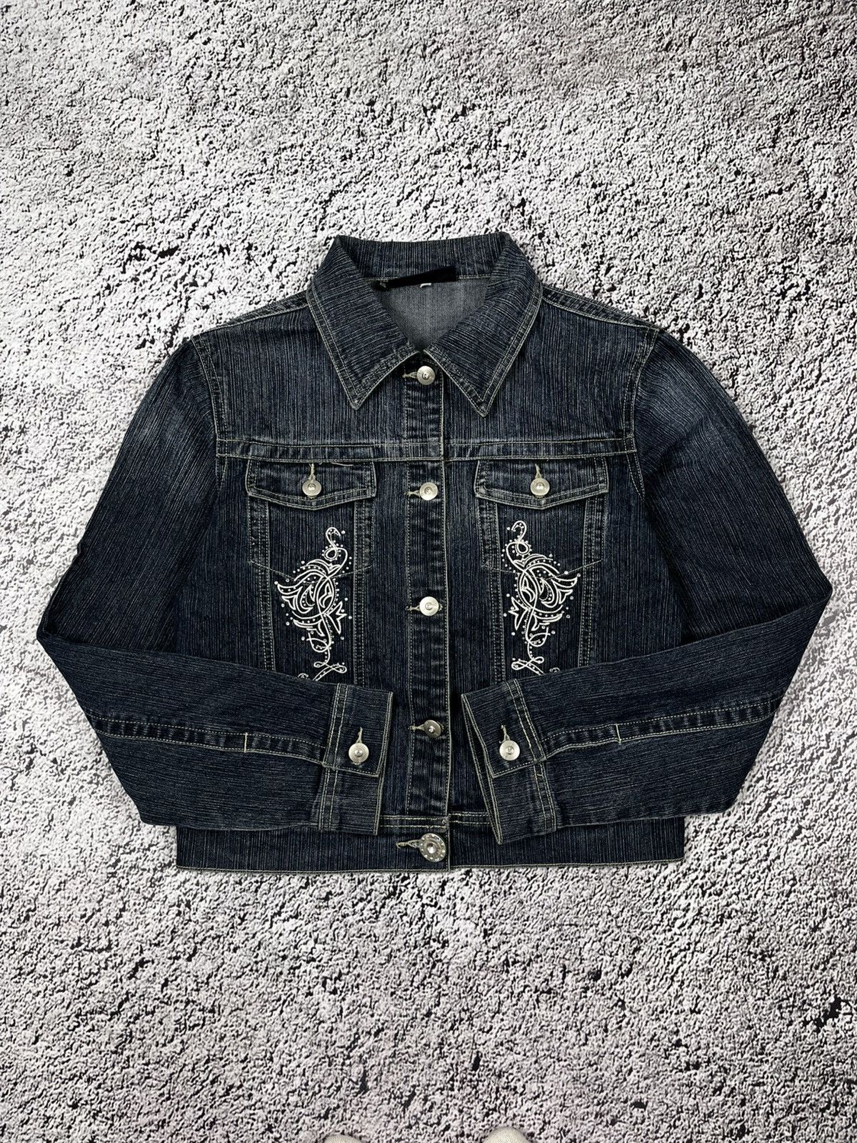 Vintage Vintage Y2K rhinestones denim jacket Japanese grunge style Size M / US 6-8 / IT 42-44 - 2 Thumbnail