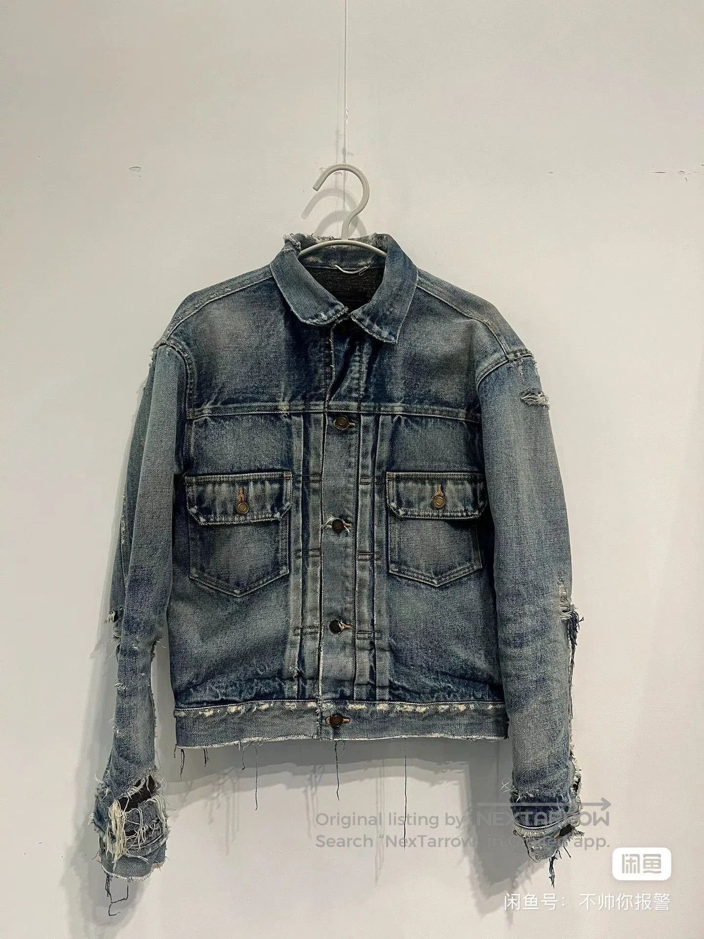 Saint Laurent Paris Saint Laurent Distressed Denim Jacket. Size US XS / EU 42 / 0 - 2 Thumbnail