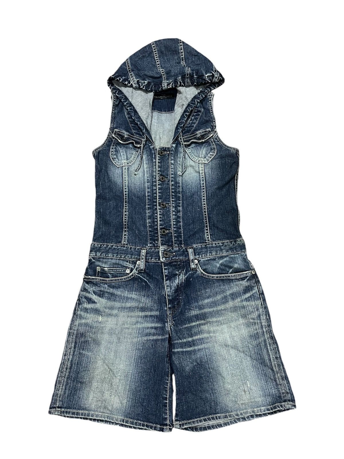 Hysteric Glamour × Japanese Brand All-in-one denim jumpsuit short hoodie Size 26" / US 2 / IT 38 - 1 Thumbnail