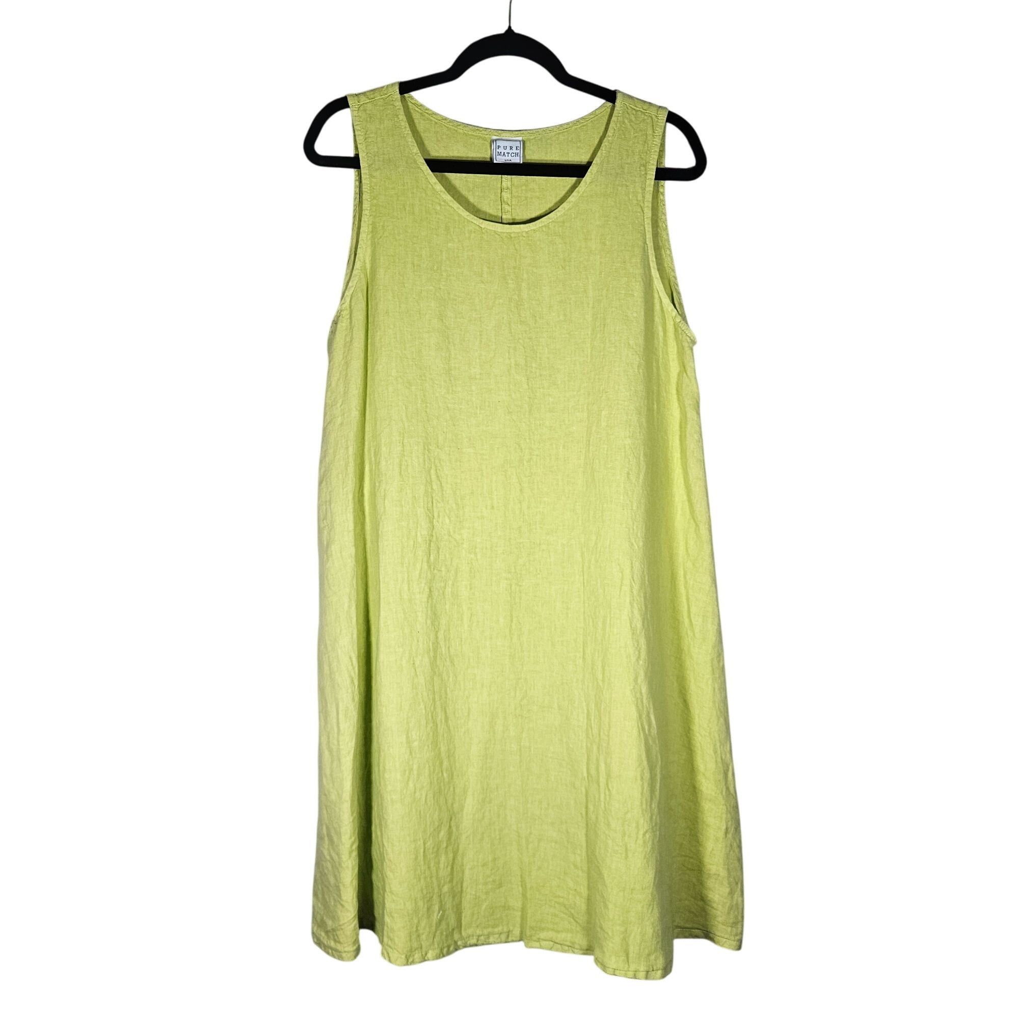 Other Pure Match Woman Lime Green Dress M Minimalist Linen Resort Size M / US 6-8 / IT 42-44 - 3 Thumbnail