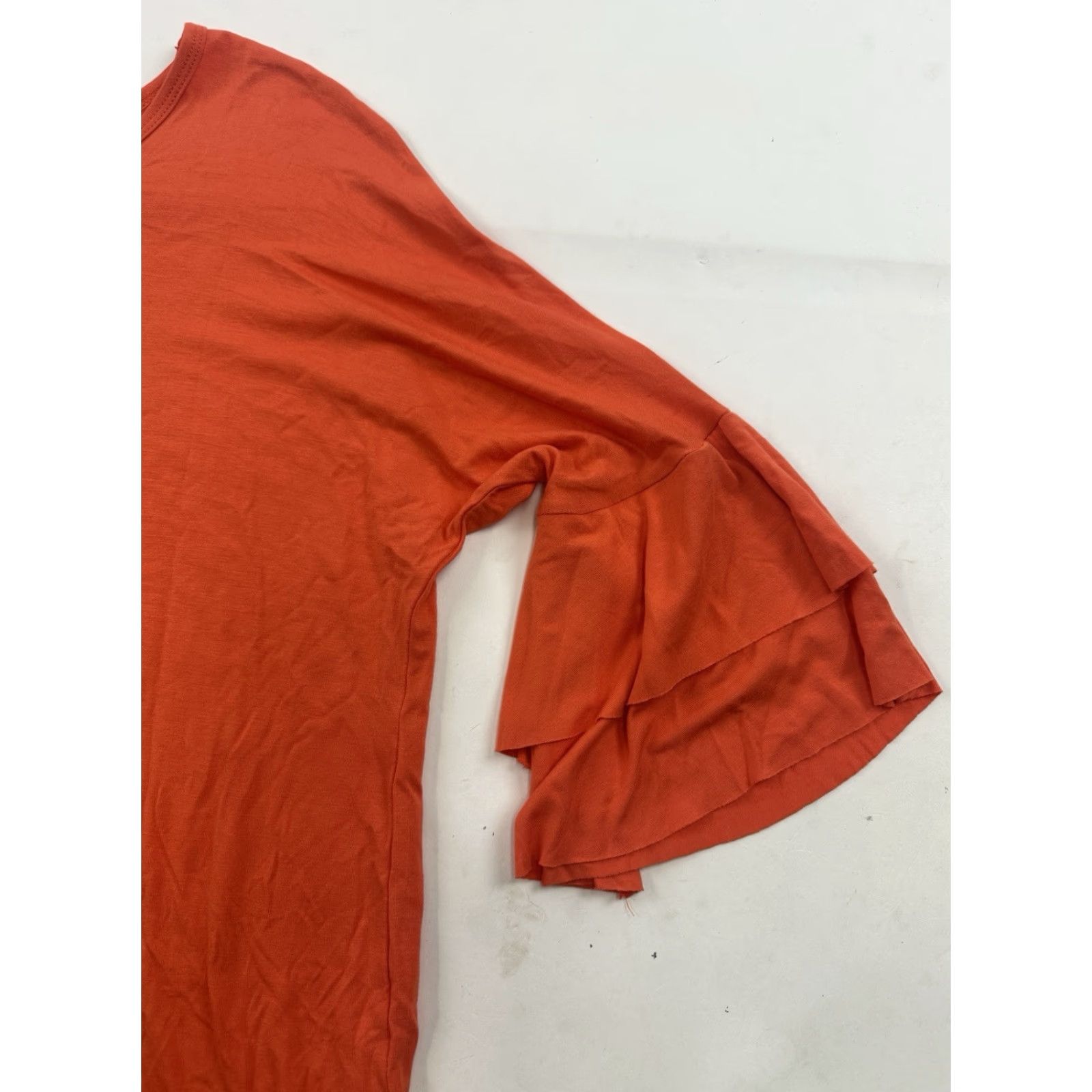 Paradise Paradiso Shirt Womens XL Orange Ruffle Sleeve Button-Up All Seasons Bohemian Colorful Size XL / US 12-14 / IT 48-50 - 2 Thumbnail