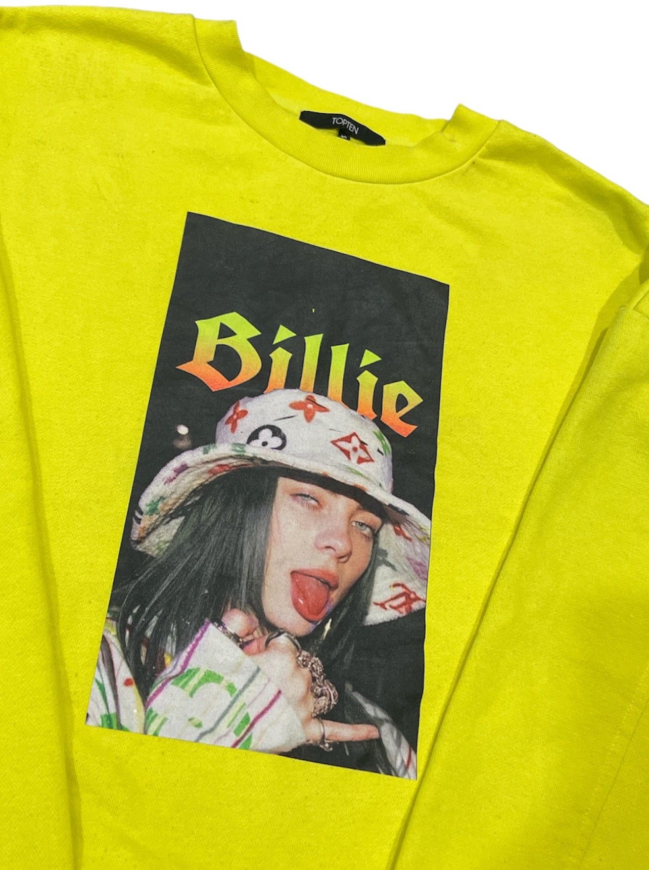 Other BILLIE EILISH TONGUE-OUT PRINTED CUSTOM SWEATSHIRT NEON Size L / US 10 / IT 46 - 2 Thumbnail