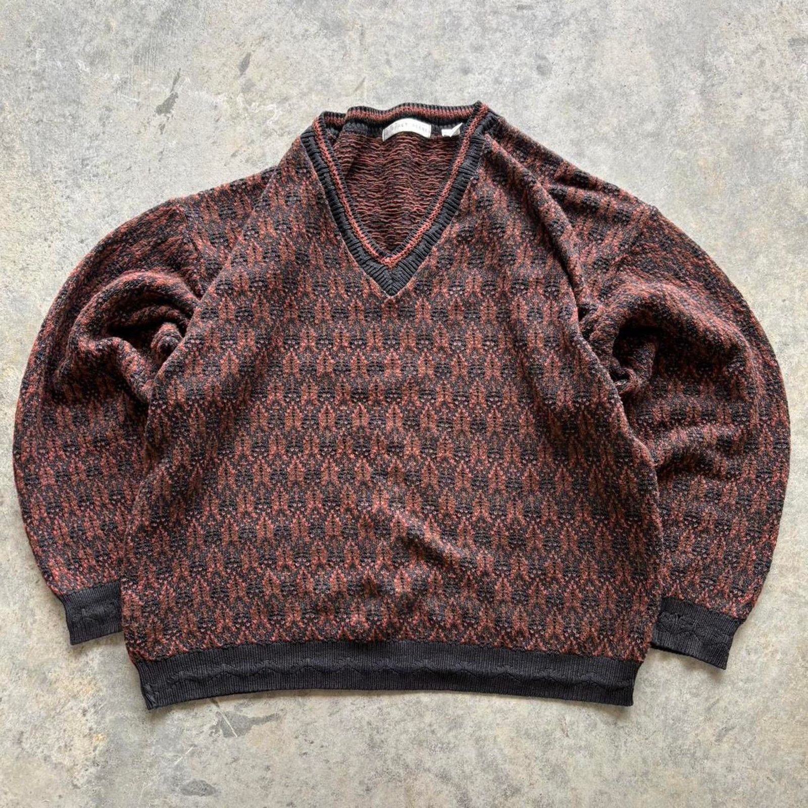 Geoffrey Beene SILK BLEND pullover sweater brown men's XL factory business casual