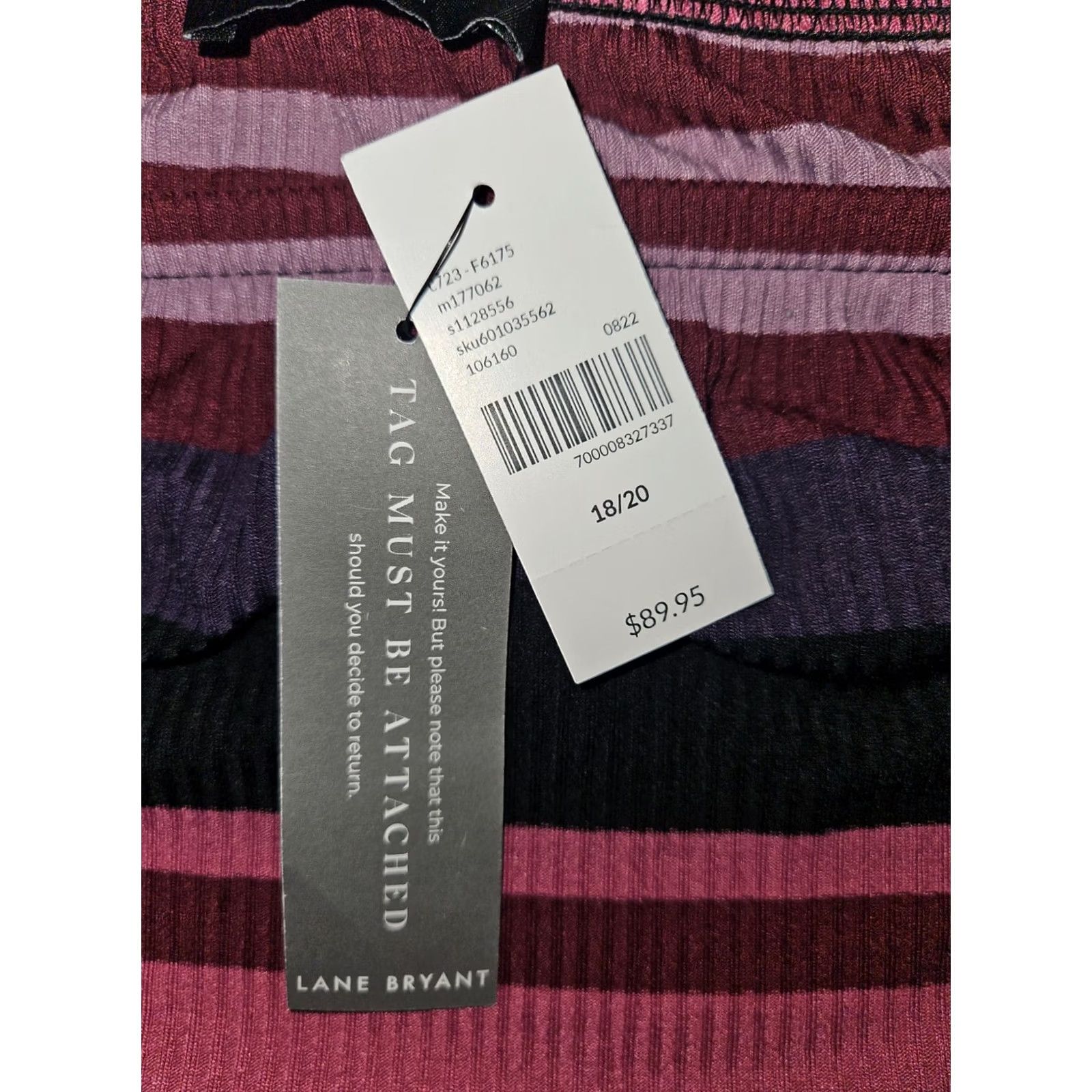 Vintage Lane Bryant Midi Dress NWT Women's 18/20 Striped Bodycon Stretch Scoop Neck Dress Size XXL / US 16-18 / IT 52-54 - 3 Thumbnail