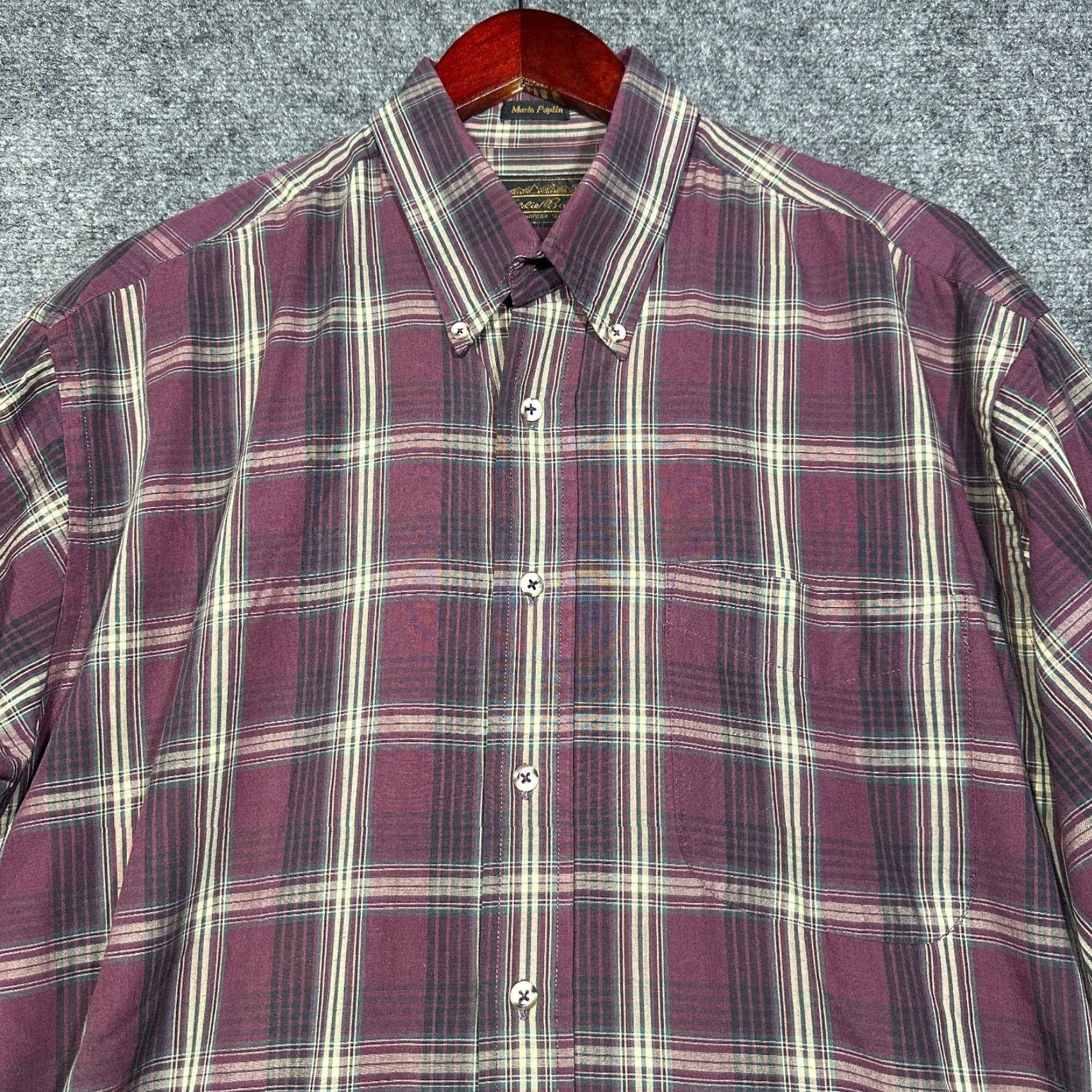 Eddie Bauer Eddie Bauer Shirt Mens XL Marin Poplin Button Down Purple Plaid Cotton Pocket Size US XL / EU 56 / 4 - 3 Thumbnail