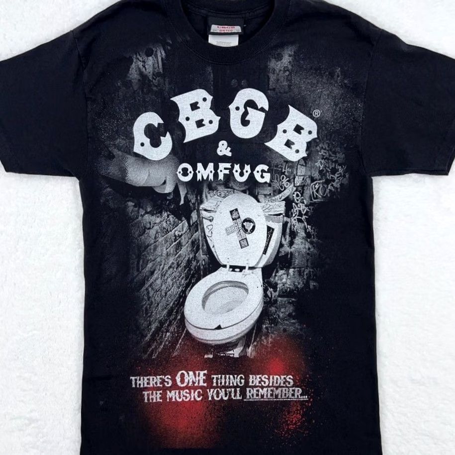 Hanes CBGB OMFUG TOILET T-Shirt XS Black Y2K punk rock club metal new york city Mens Size US XS / EU 42 / 0 - 3 Thumbnail