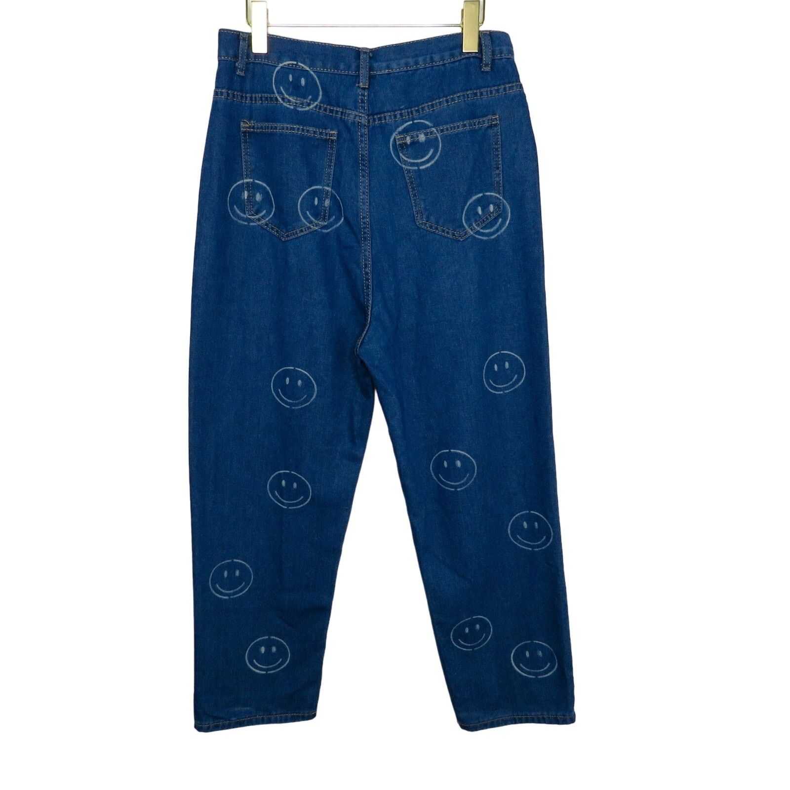 Cider Cider High Rise Straight Leg Jeans 30" Smiley Faces Size 30" / US 8 / IT 44 - 3 Thumbnail