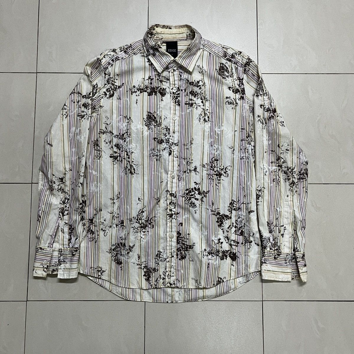 Japanese Brand Edge Rupert Flower Stripes Punk Shirt Size US S / EU 44-46 / 1 - 2 Thumbnail