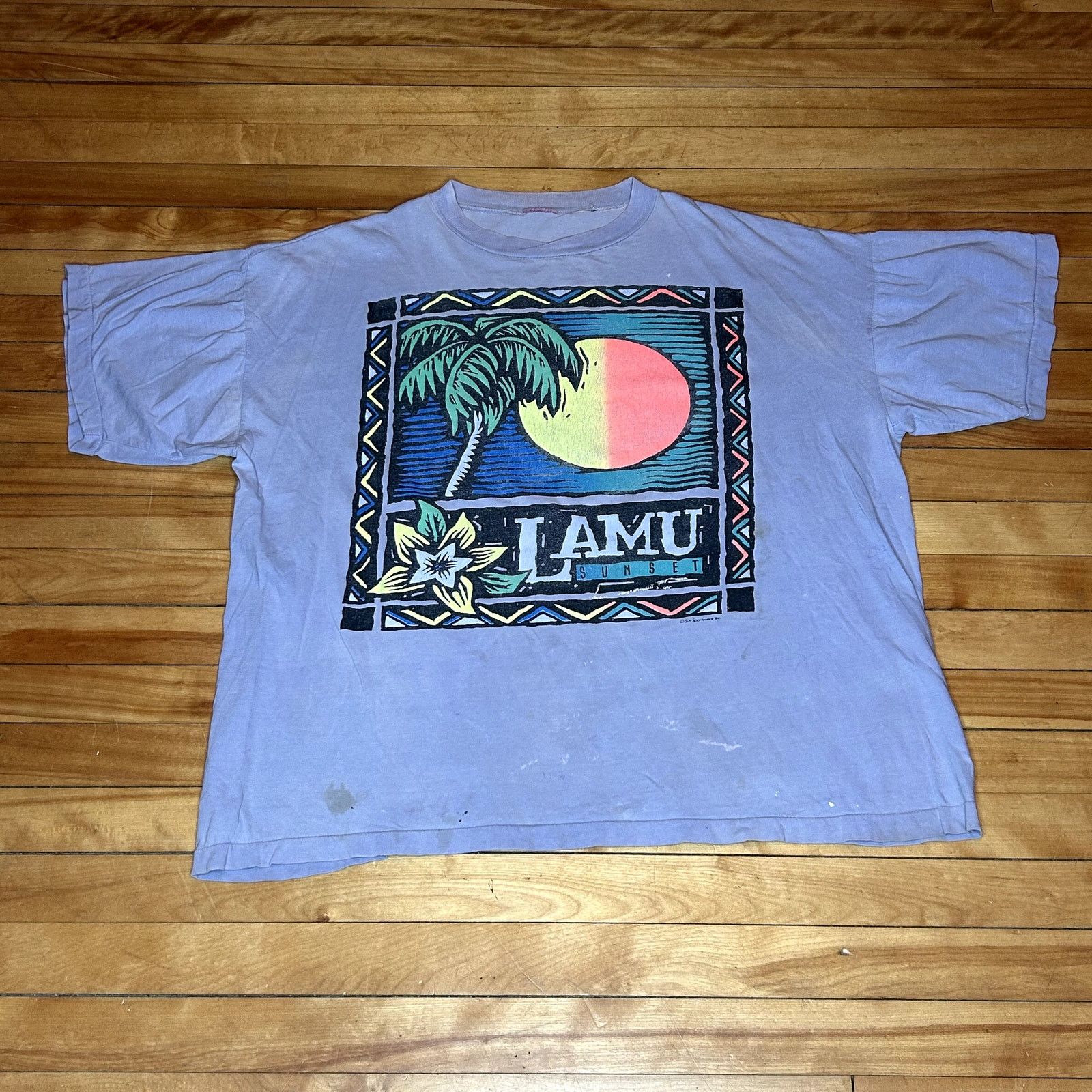 Vintage Vintage 90s Lamu Beach T-Shirt Size US XXL / EU 58 / 5 - 1 Thumbnail