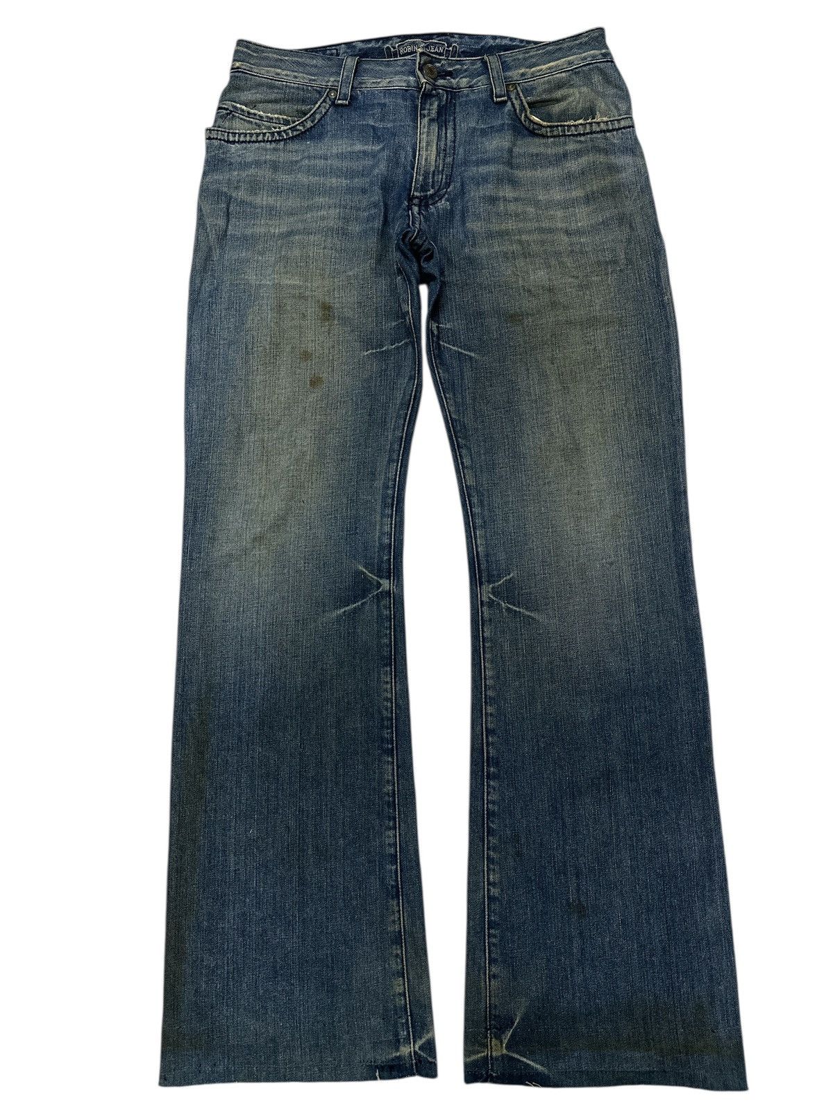 Kapital Distress Robin Jeans Flare Embroid Denim. Size US 32 / EU 48 - 2 Thumbnail