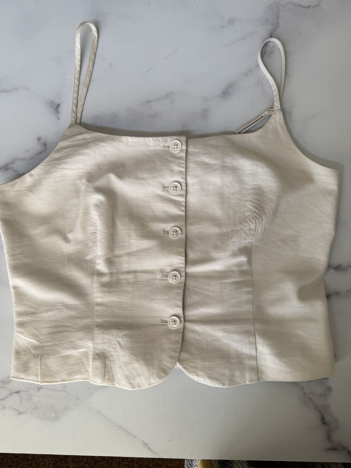 Vintage Cream button up cami blouse button up Size S / US 4 / IT 40 - 8 Thumbnail