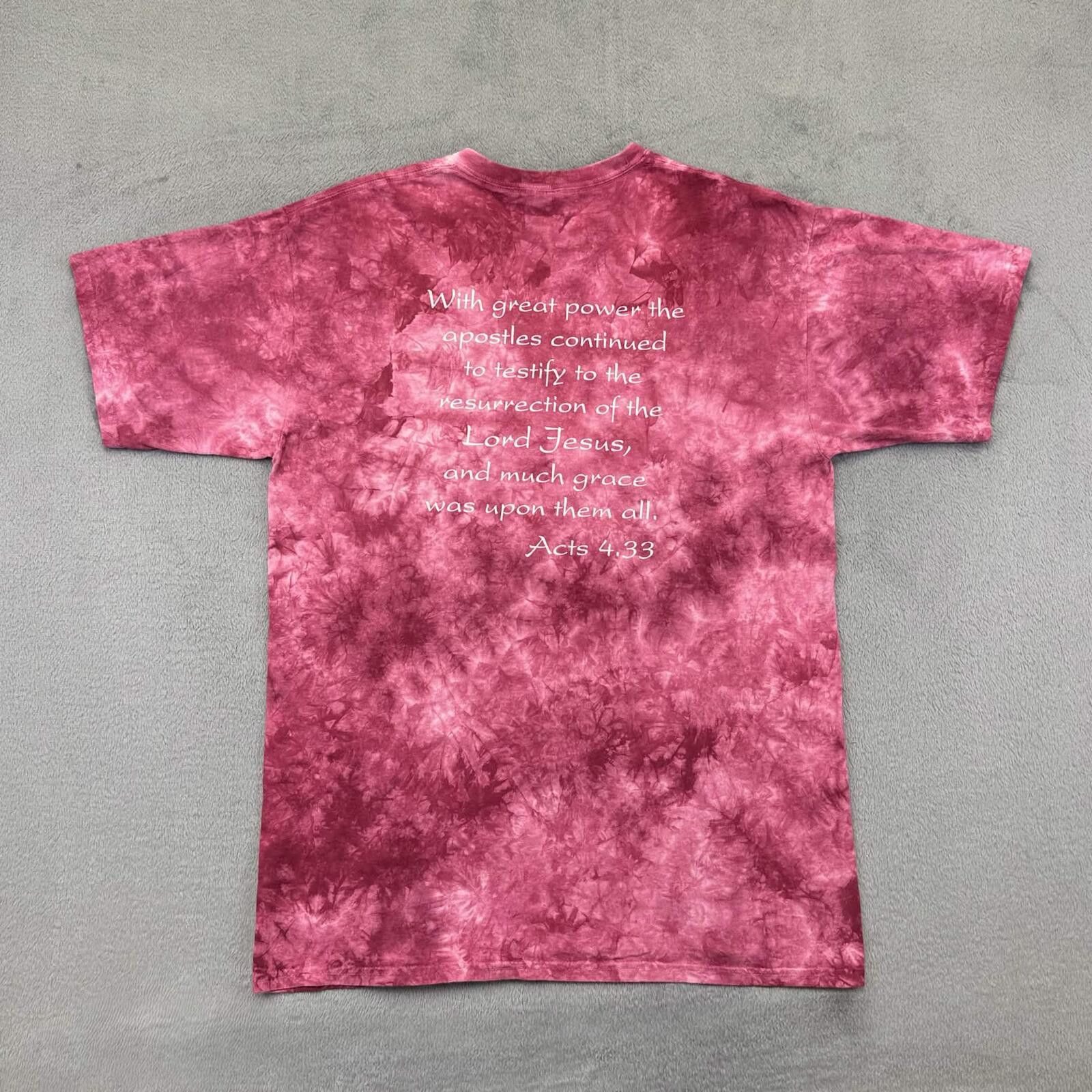 Gildan Gildan Pink/Purple Tie Dye Graphic Tee with Cross & Flowers Size ONE SIZE - 4 Thumbnail