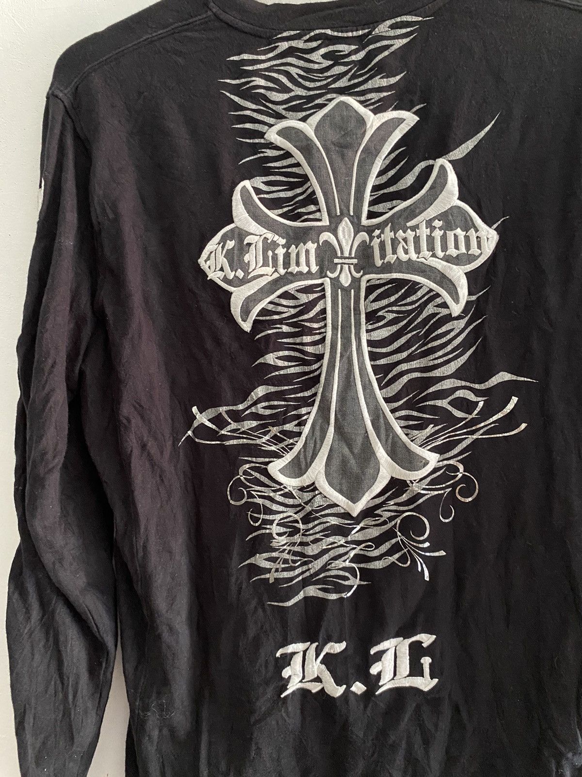 If Six Was Nine × Japanese Brand × Le Grande Bleu (L.G.B.) Japanese k.limitation cross embroidery longsleeve tshirt Size US L / EU 52-54 / 3 - 4 Thumbnail