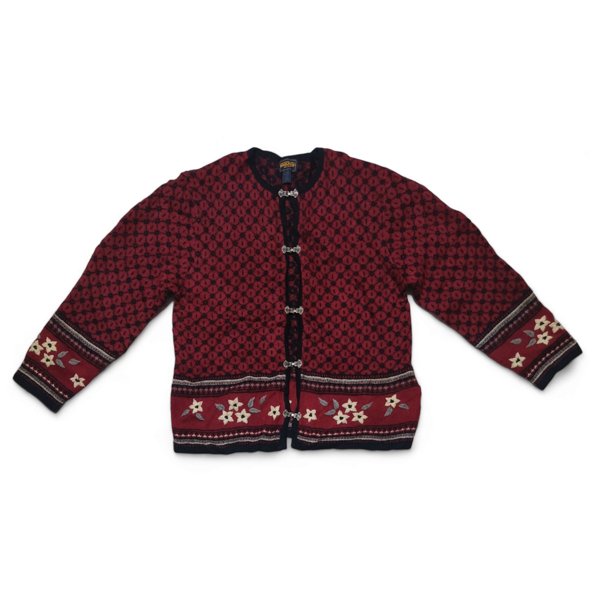 Woolrich Woolen Mills Vintage WOOLRICH Women's Floral Motifs Knit Wool Sweater Size XL / US 12-14 / IT 48-50 - 1 Thumbnail