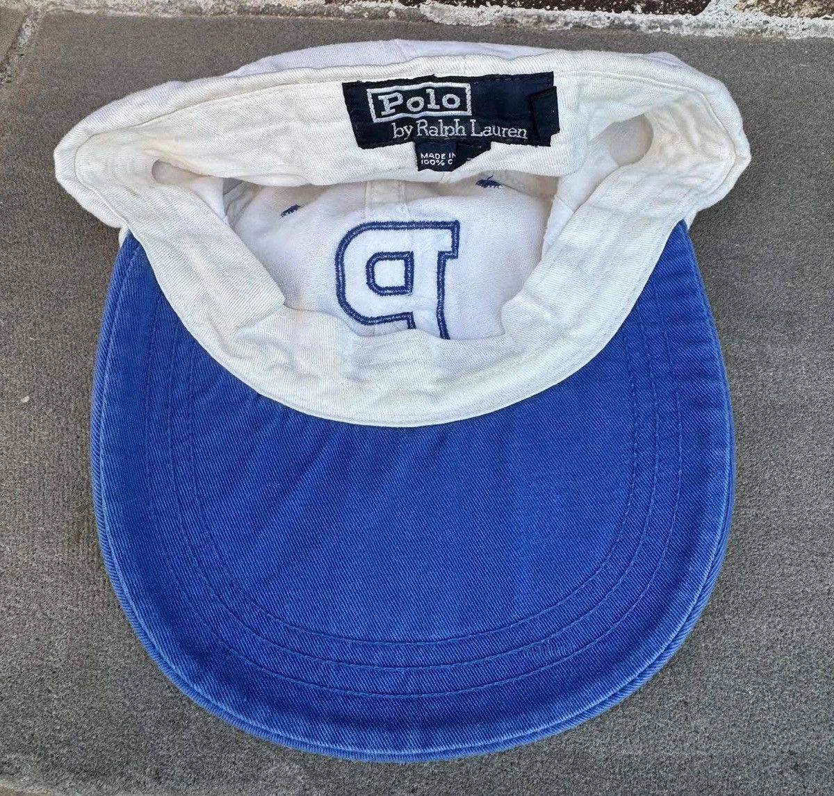 Polo Ralph Lauren Vintage Polo Ralph Lauren P White / Blue / Green Fitted Hat Size ONE SIZE - 3 Thumbnail