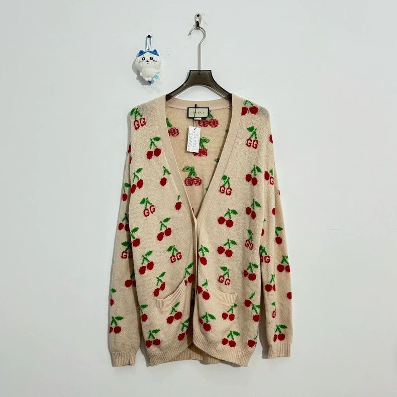 Gucci Gucci Cherry Print Cardigan with Gold Buttons-dmc Size US S / EU 44-46 / 1 - 1 Thumbnail
