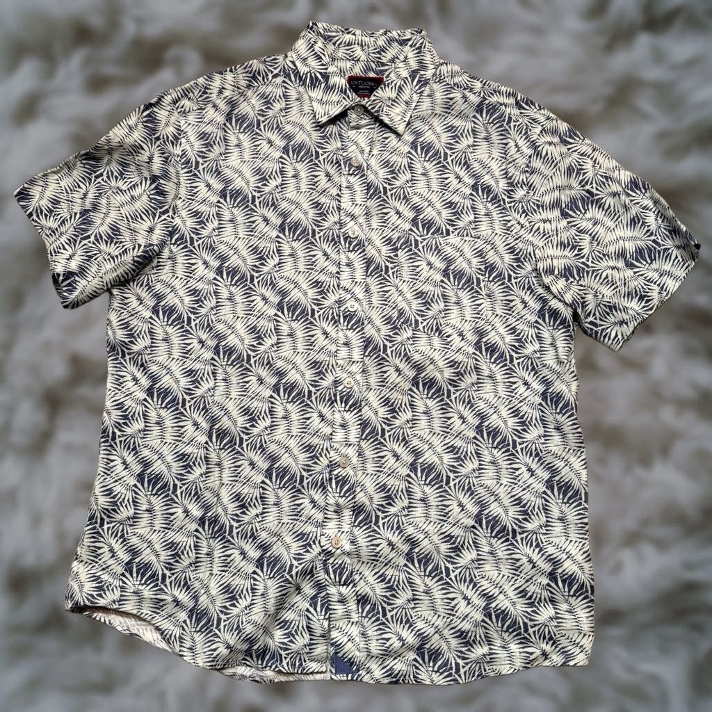 UNTUCKit UNTUCKit Shirt Mens Medium Blue Linen Hawaiian Leaf Print Button Up Casual Size US M / EU 48-50 / 2 - 1 Thumbnail