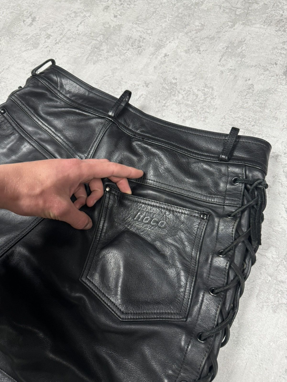 Genuine Leather Vintage Genuine Leather Motorcycle Biker Pants Stripes Siz52 Size US 35 - 14 Thumbnail