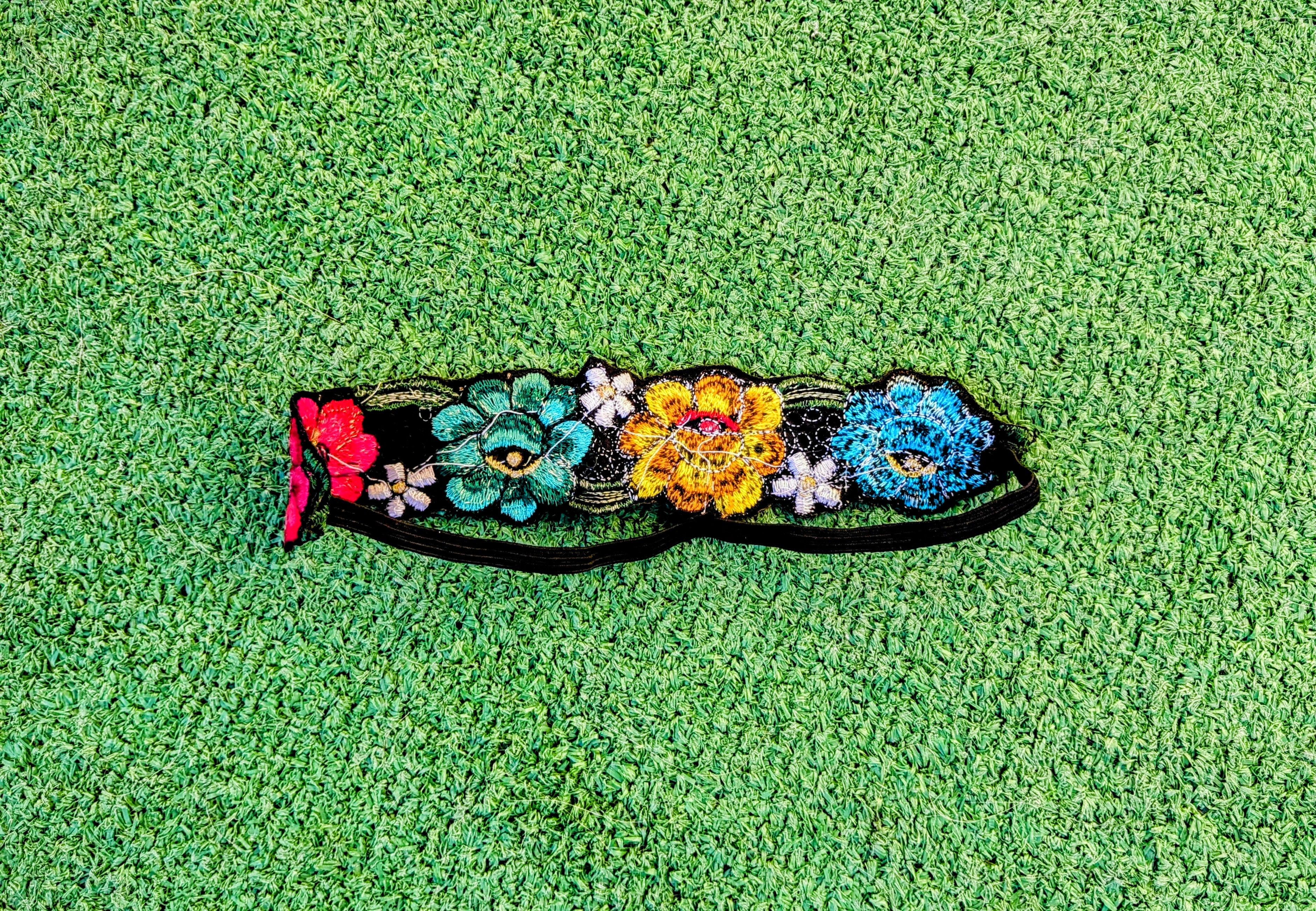 Vintage Vintage Floral Embroidered Sewn Boho Elastic Headband OSFM Size ONE SIZE - 2 Thumbnail