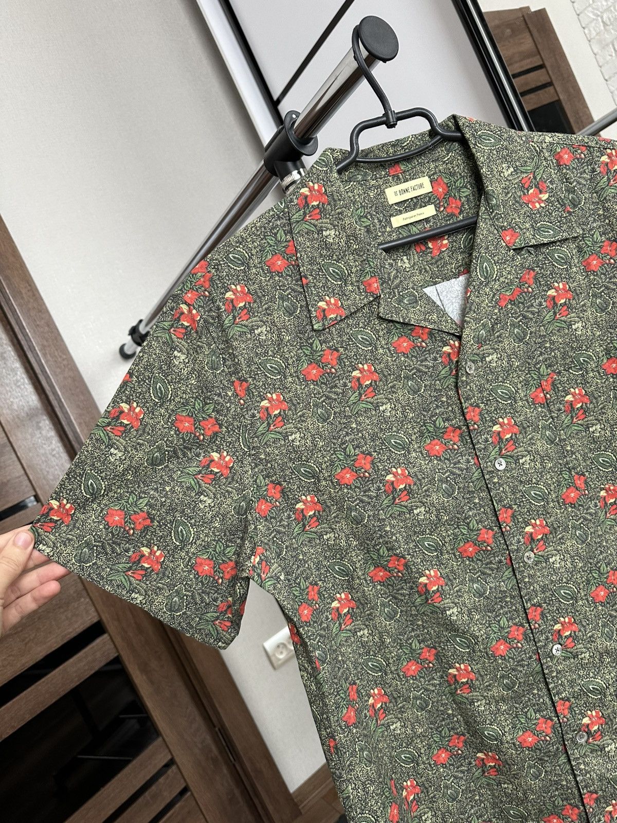 De Bonne Facture De Bonne Facture Convertible Collar Floral Shirt Button Up Size US L / EU 52-54 / 3 - 6 Thumbnail