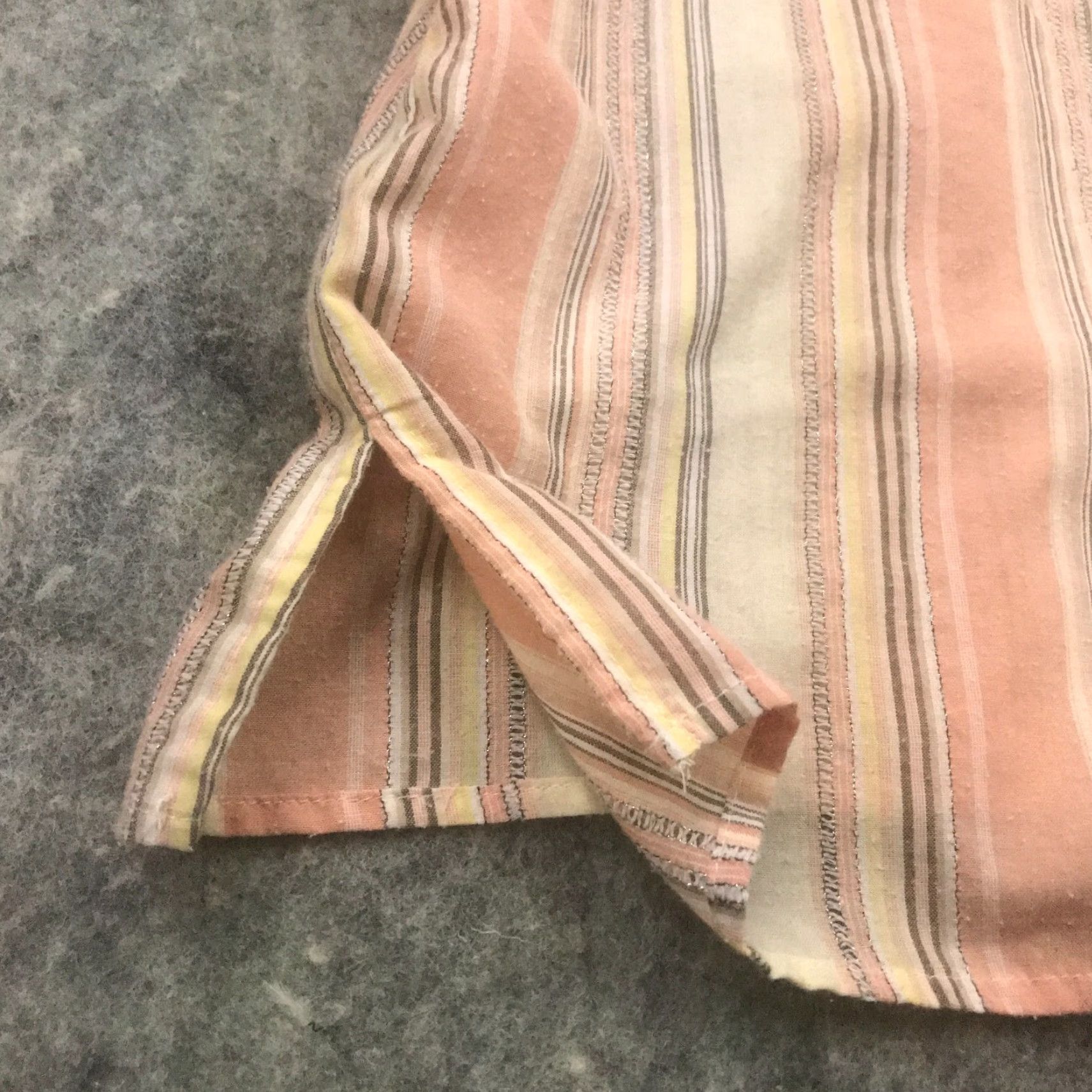 Vintage Alfred Dunner Womens Striped Button-Up Top 22W Beige & Metallic | Cotton Polyester Blend | 3/4 Sleeve | Collared | Plus Size | Shirt - Womens Size 3XL / US 20-22 - 6 Thumbnail