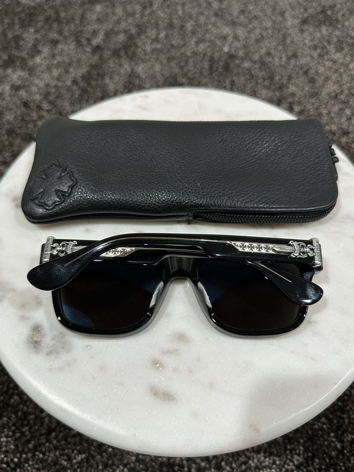 Chrome Hearts Chrome Hearts Box Officer Silver Dagger Black Sunglasses Size ONE SIZE - 11 Thumbnail