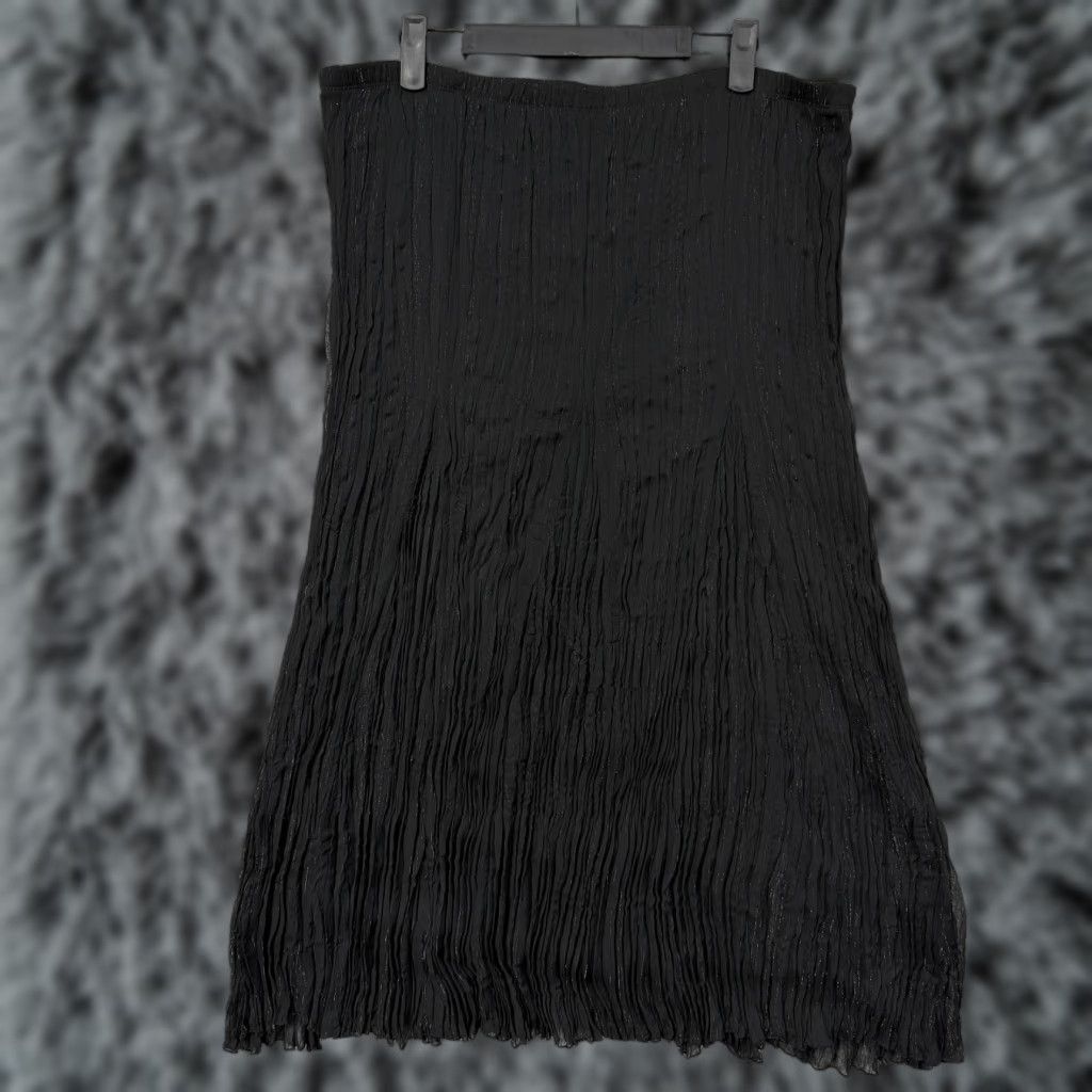 Vintage VINTAGE Black Skirt M Pleated Long Pull On Glitter Witchy Whimsigoth Boho Y2K Crinkle Size 32" / US 10 / IT 46 - 1 Thumbnail