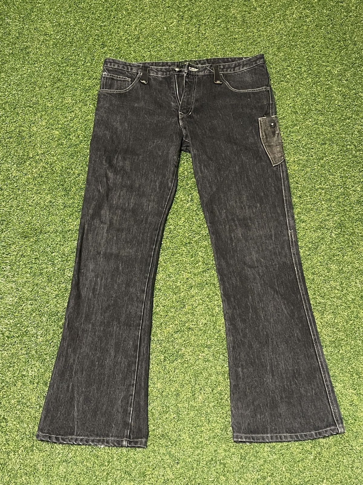 Obelisk Obelisk Black Crocodile Flared Jeans Size US 34 / EU 50 - 1 Thumbnail