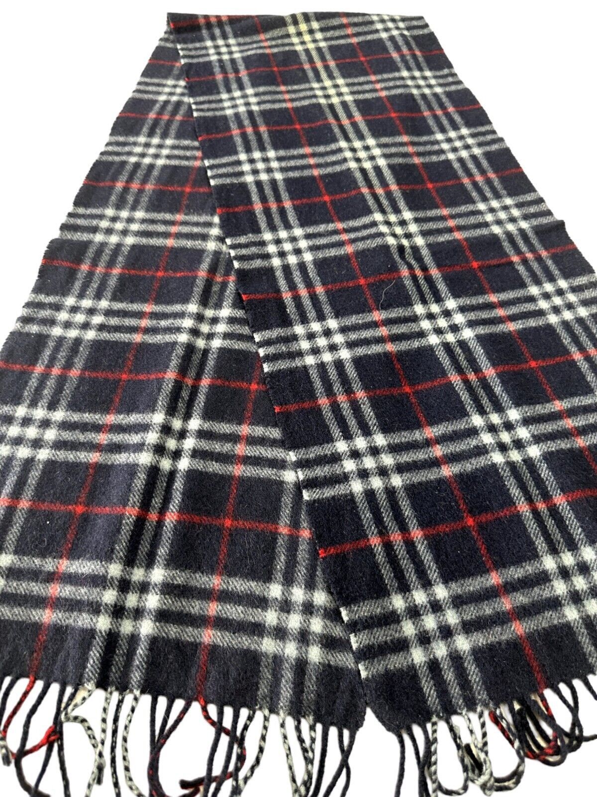 Burberry Burberrys Check Unisex Scarf Navy Blue 100% Lambswool Size ONE SIZE - 2 Thumbnail