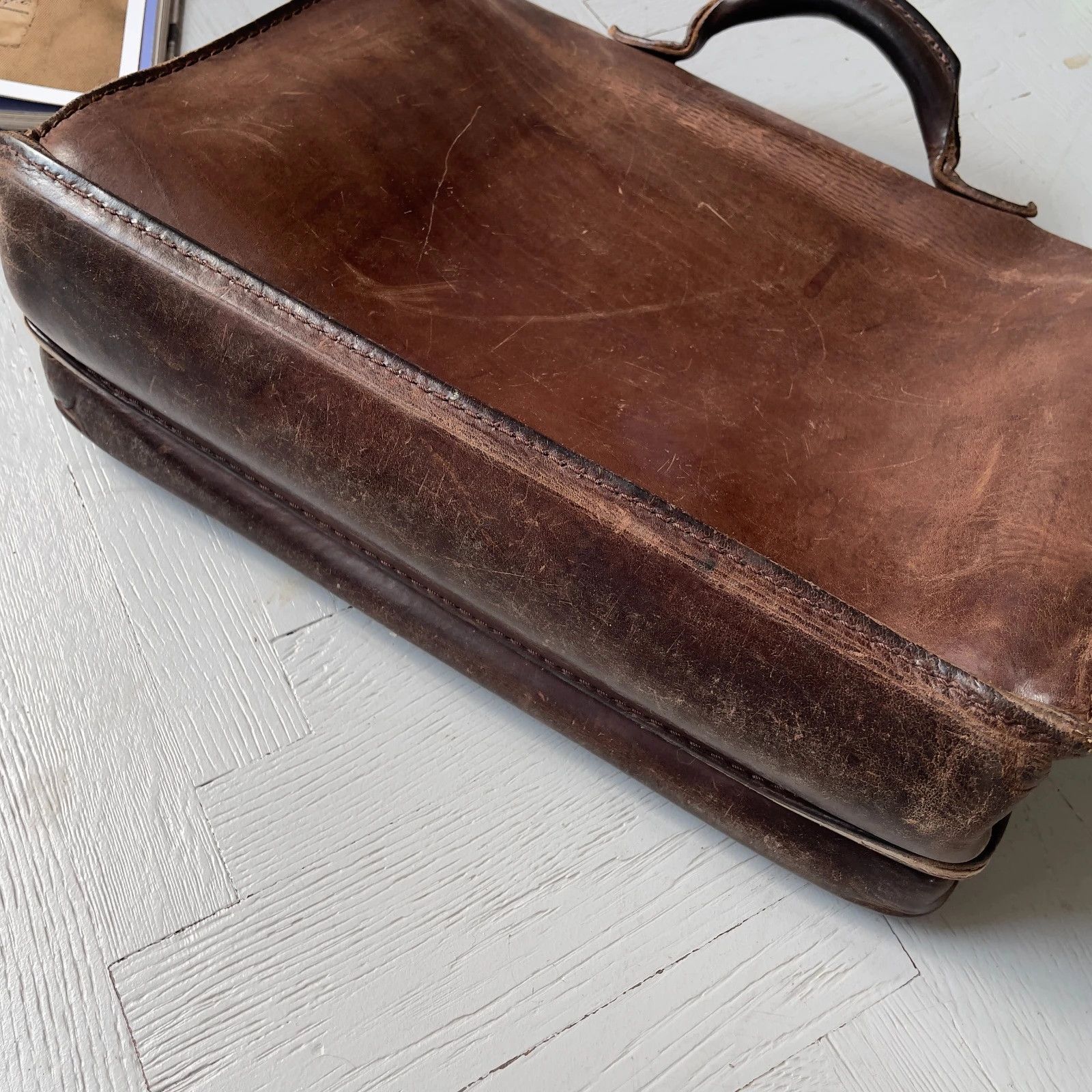 Vintage Vintage Real Leather Ruitertassen Briefcase Office Bag Size ONE SIZE - 3 Thumbnail