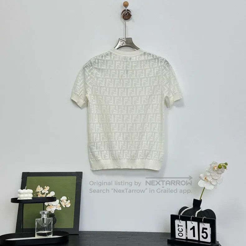 Fendi Fendi White Monogram Full Print Knit Shirt Size XS / US 0-2 / IT 36-38 - 3 Thumbnail