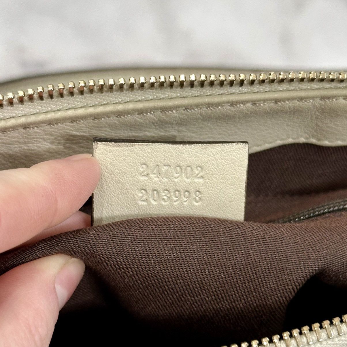 Gucci GUCCI CREME LEATHER GG CANVAS SUKEY BAG Size ONE SIZE - 9 Thumbnail