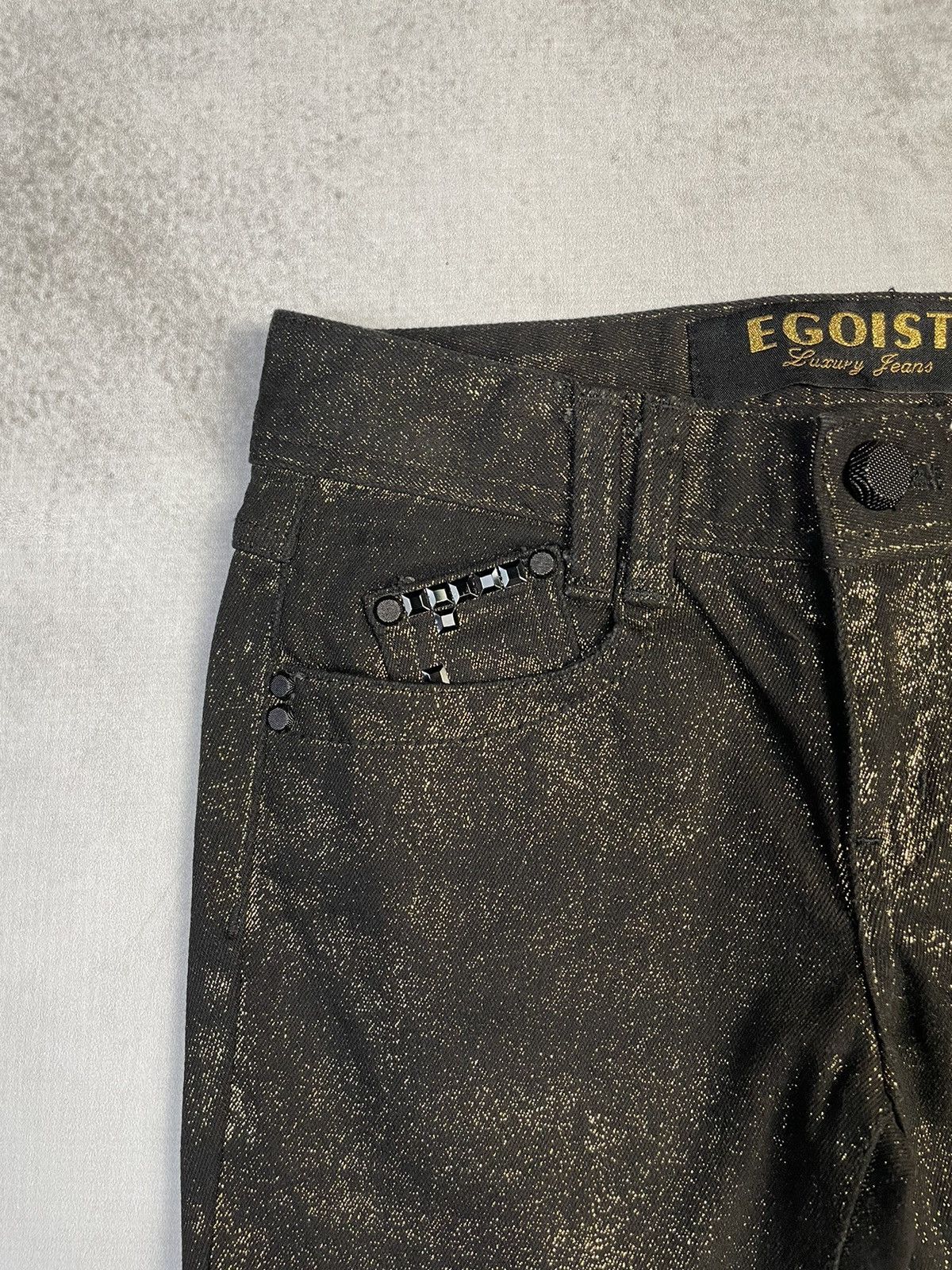 Hysteric Glamour Y2k Egoist Gold Glitter Skinny Jeans D.i.a Style Gyaru Gal Size 25" / US 0 / IT 36 - 4 Thumbnail
