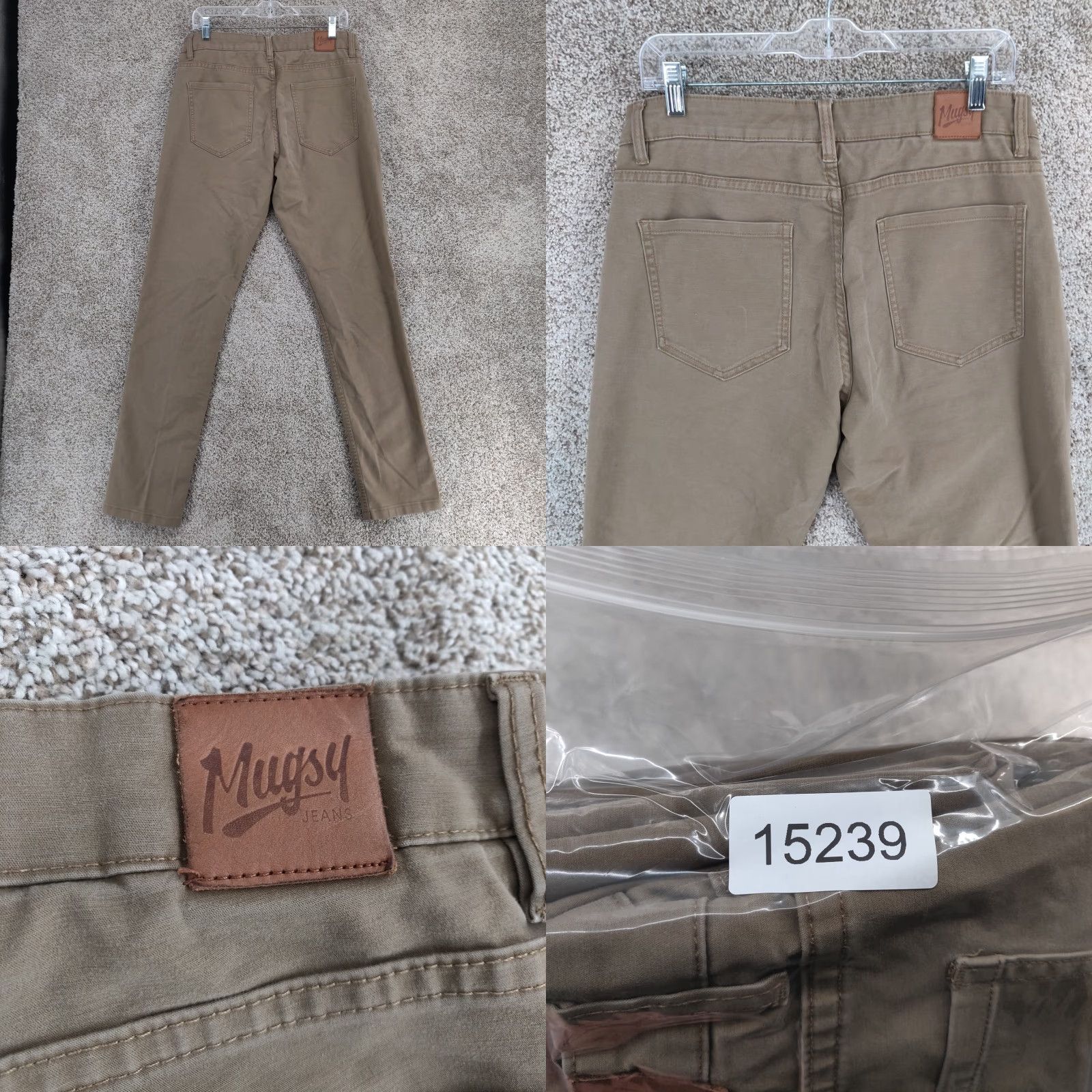 Vintage Mugsy Belmonts Pants Mens 33x34 Chino Straight Fit Classic 5-Pocket Brown Cotton Blend Spandex Rayon Size US 33 - 9 Thumbnail