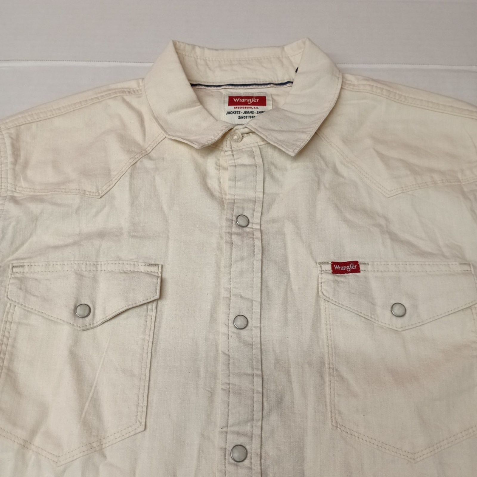 Wrangler Wrangler Snap Woven Shirt Men's L Large Cowboy Wash Beige Size US L / EU 52-54 / 3 - 3 Thumbnail