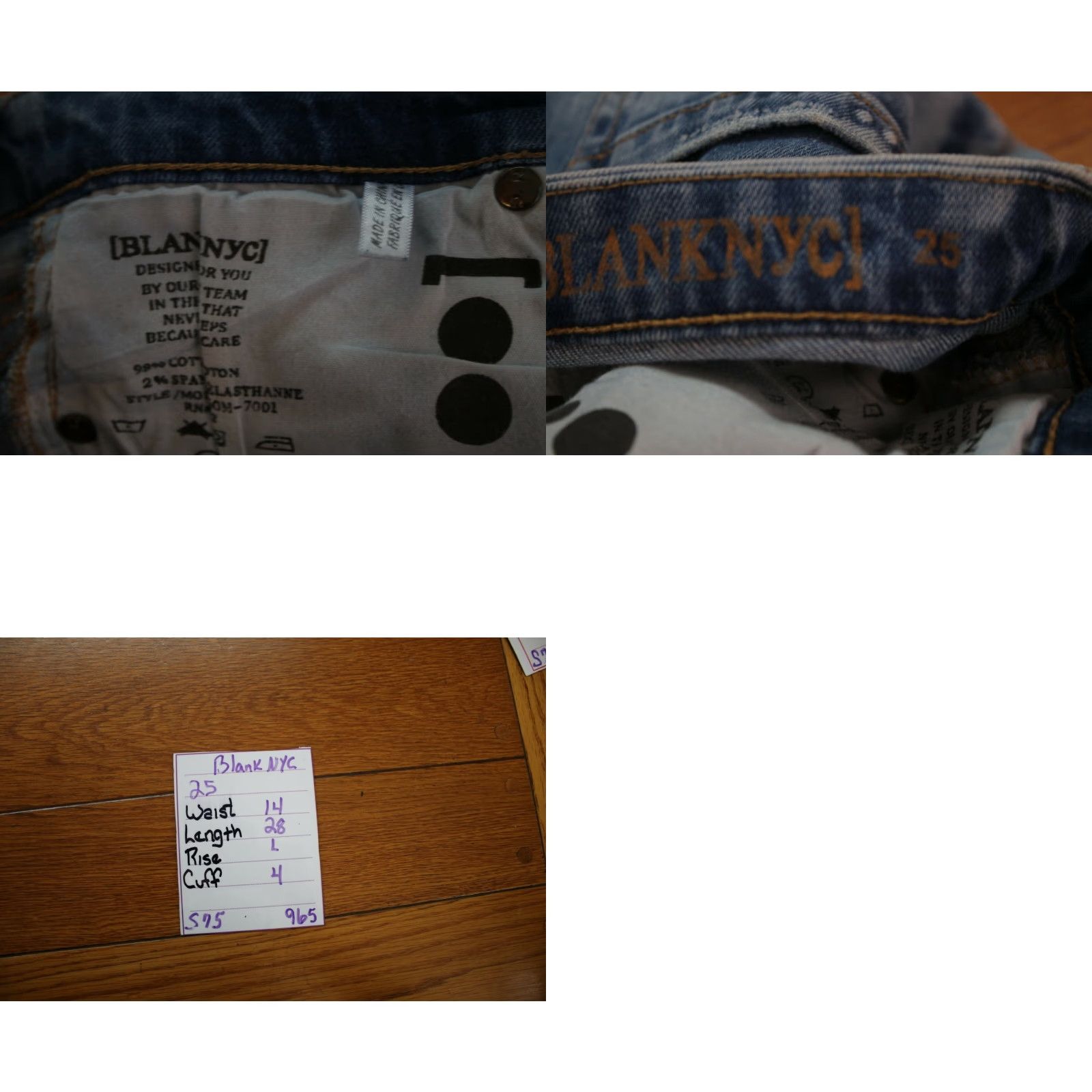 Vintage Blank Nyc Jeans Womens Regular Distressed Low Rise Blue Denim Skinny Size 25 Size 42" / US 20 - 8 Thumbnail
