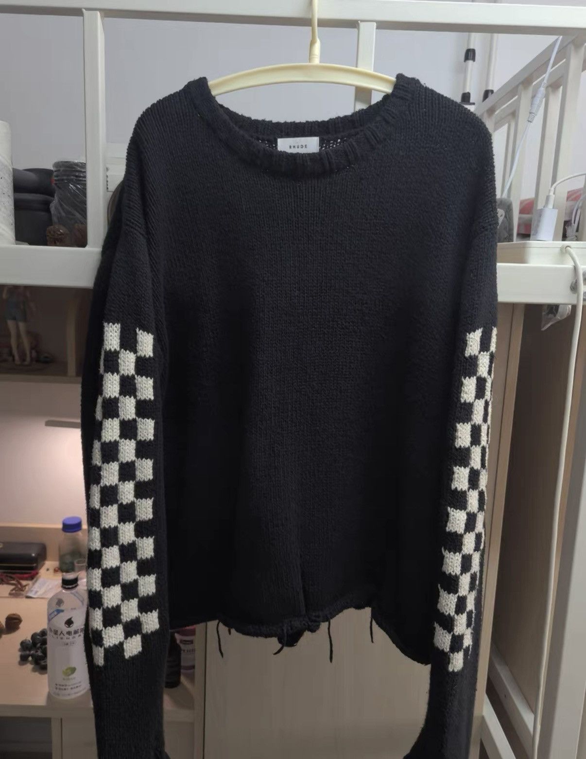 Rhude RHUDE Black and White Checkerboard Knit Sweater Size US XL / EU 56 / 4 - 1 Thumbnail