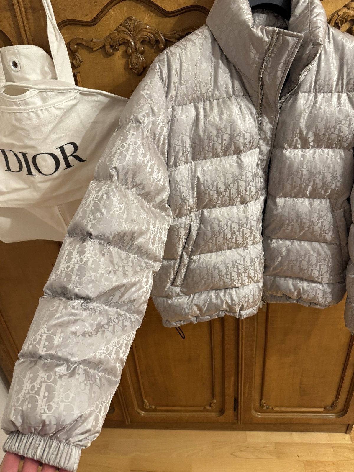 Dior Dior Oblique Puffer Jacket Silver Size US L / EU 52-54 / 3 - 3 Thumbnail