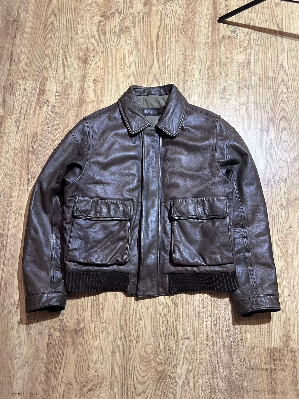 image of Vintage Vittorio Forti Brown Sheep Skin Leather Jacket, Men's (Size Medium)
