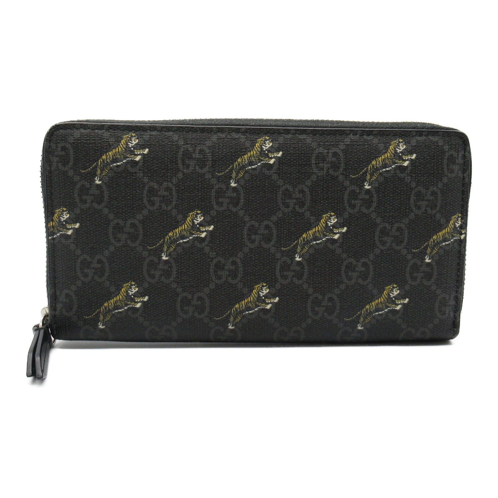 Gucci Gucci Round Long Wallet Gg Supreme Tiger Zipper Leather Black Size ONE SIZE - 1 Thumbnail