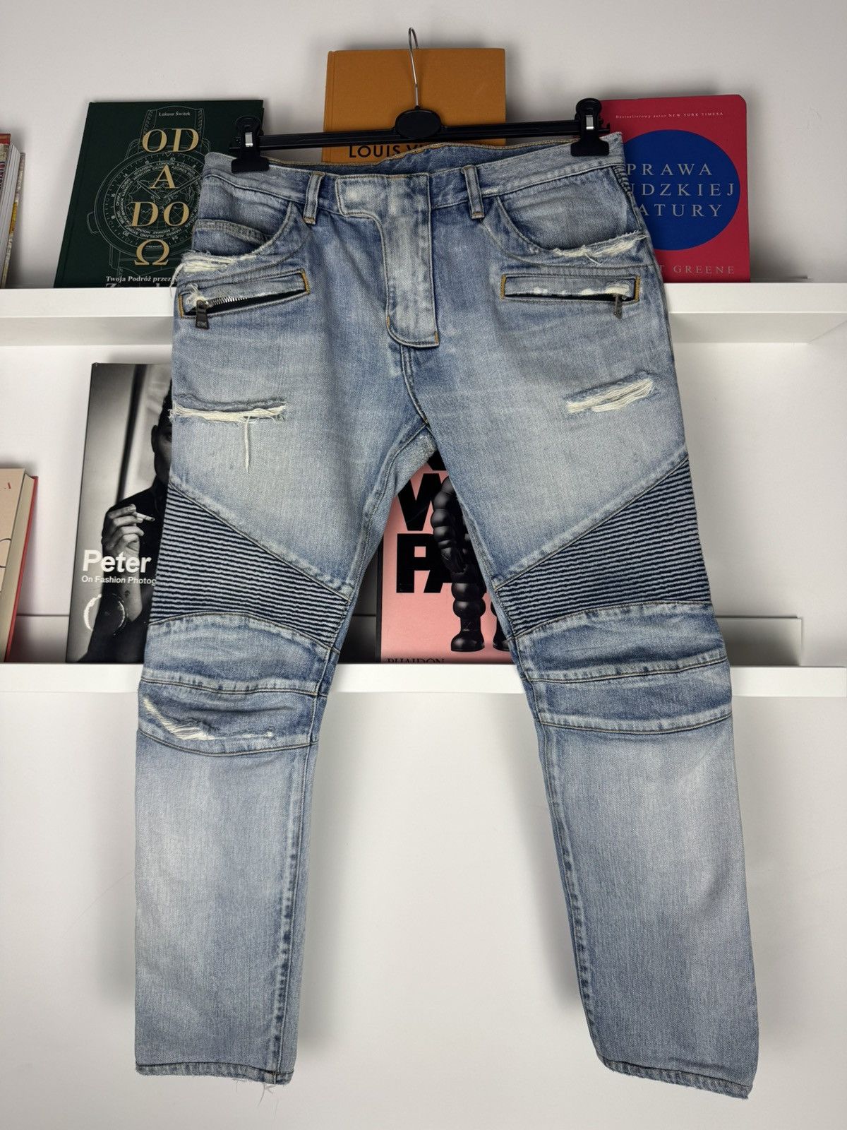 Balmain Paris Denim Iconic Grail Biker Pants designer hype