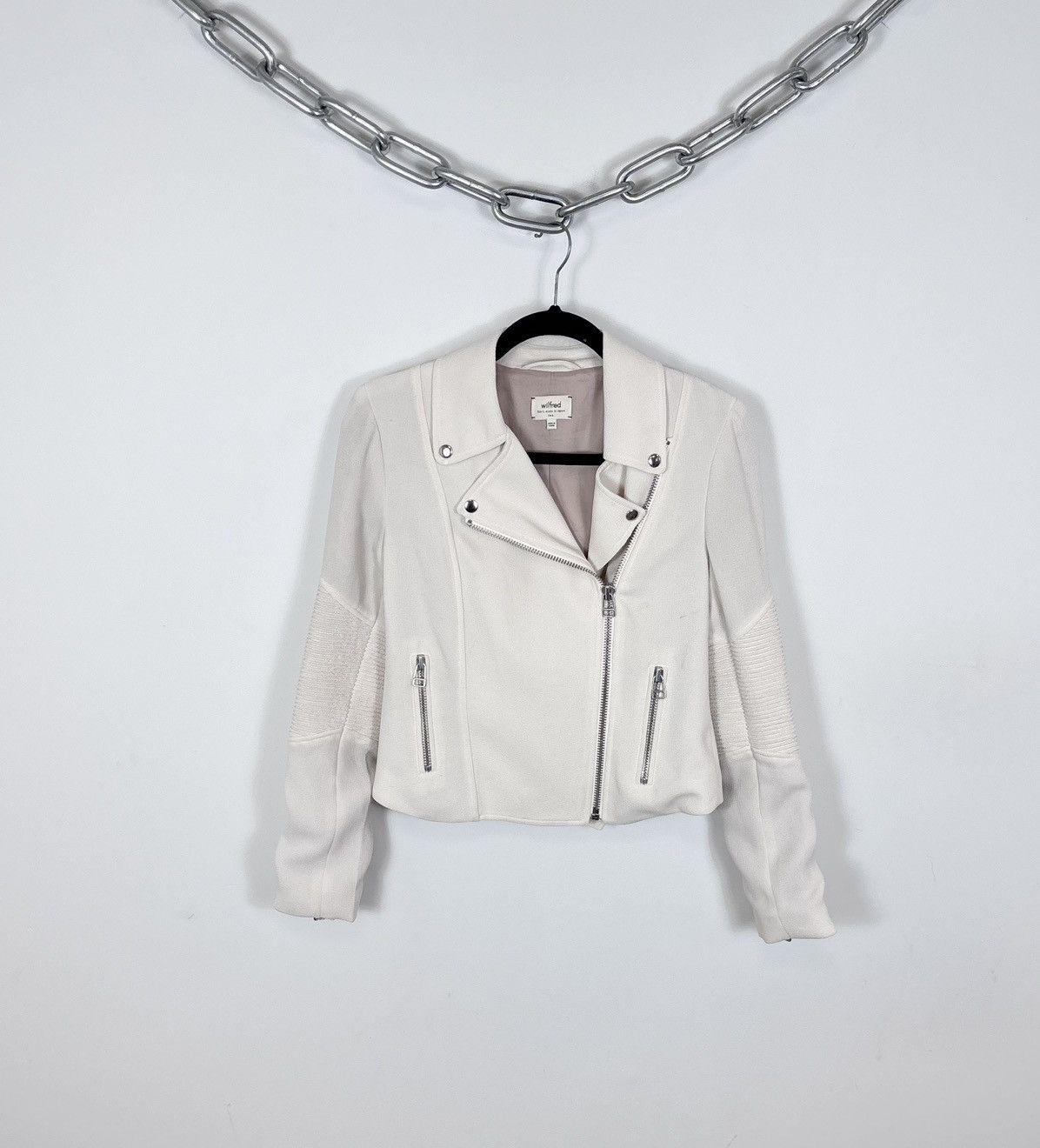 Aritzia Wilfred Aritzia Montesson Women’s Beige Ivory Moto Jacket Size S / US 4 / IT 40 - 1 Thumbnail