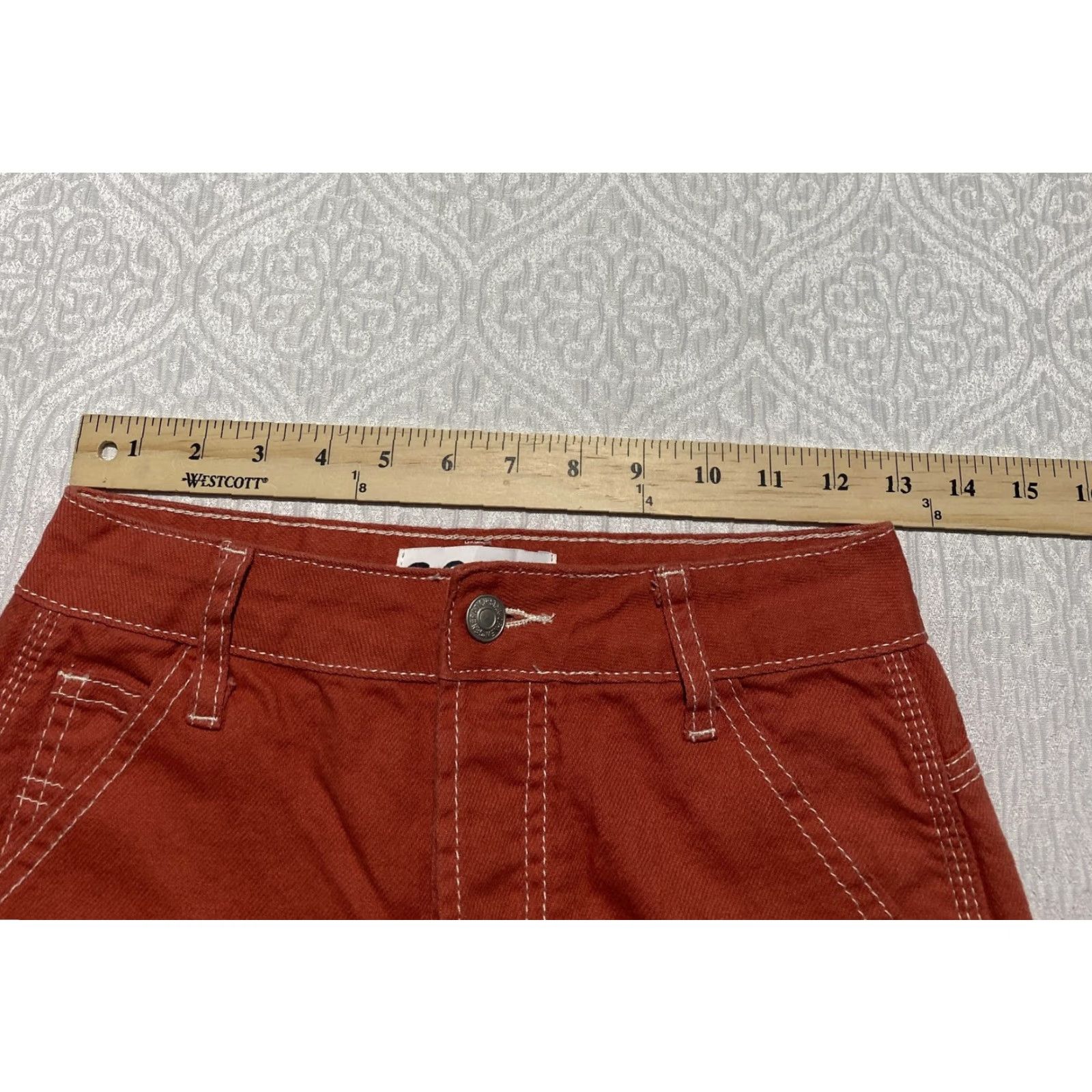 Vintage S.O.N.G Pants Carpenter 90s High Rise Juniors Size 1 Womens Rust Red Straight Leg Pockets Workwear Size 42" / US 20 - 7 Thumbnail