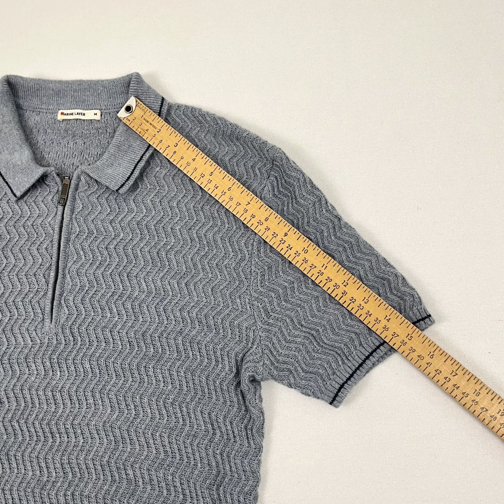 Marine Layer Marine Layer Bryce Zip Polo Shirt Mens M Blue Knit Merino Wool Preppy Size US M / EU 48-50 / 2 - 5 Thumbnail