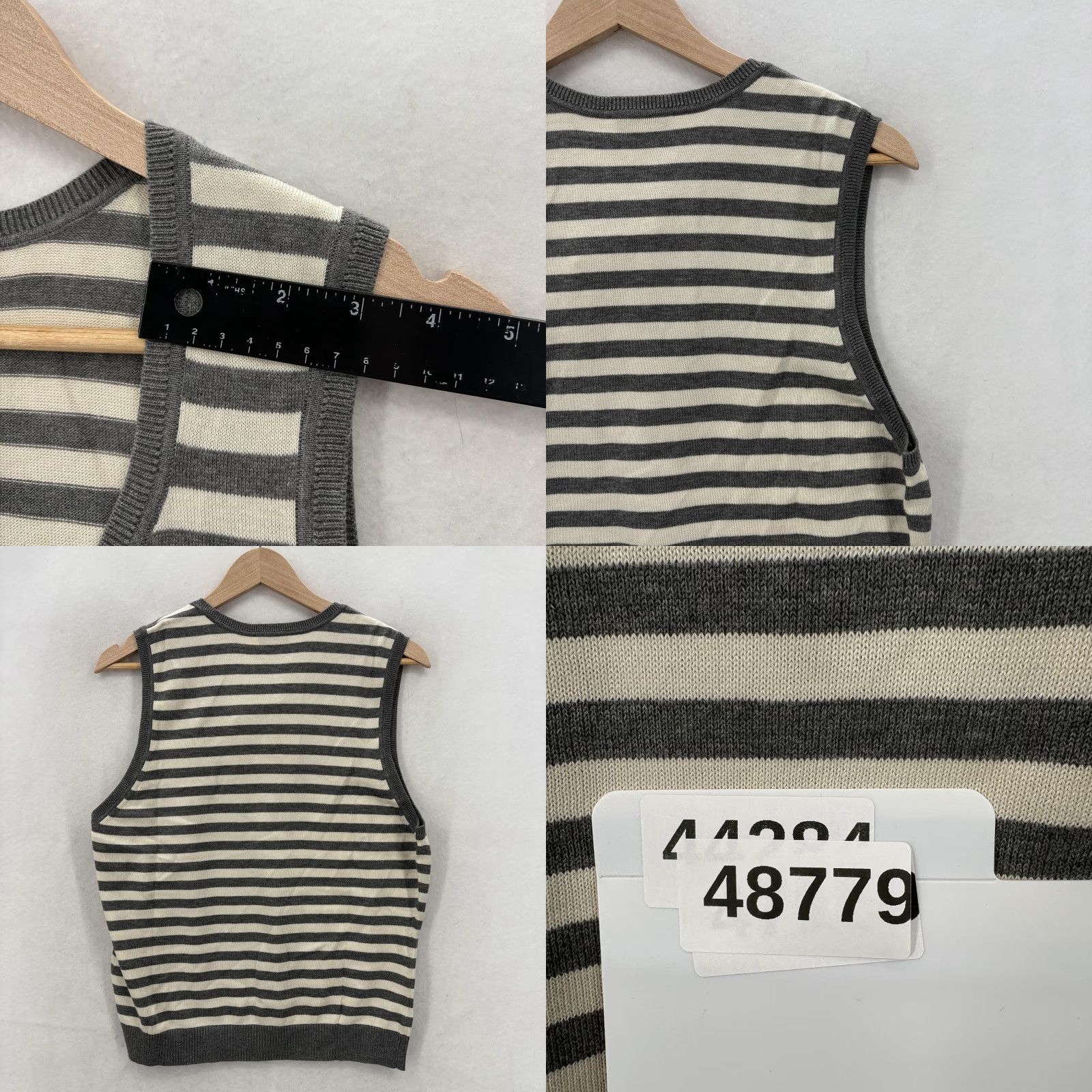 Talbots Talbots Sweater Vest Womens L Gray Stripe V-Neck 100% Cotton Knit Casual NWT Size L / US 10 / IT 46 - 8 Thumbnail